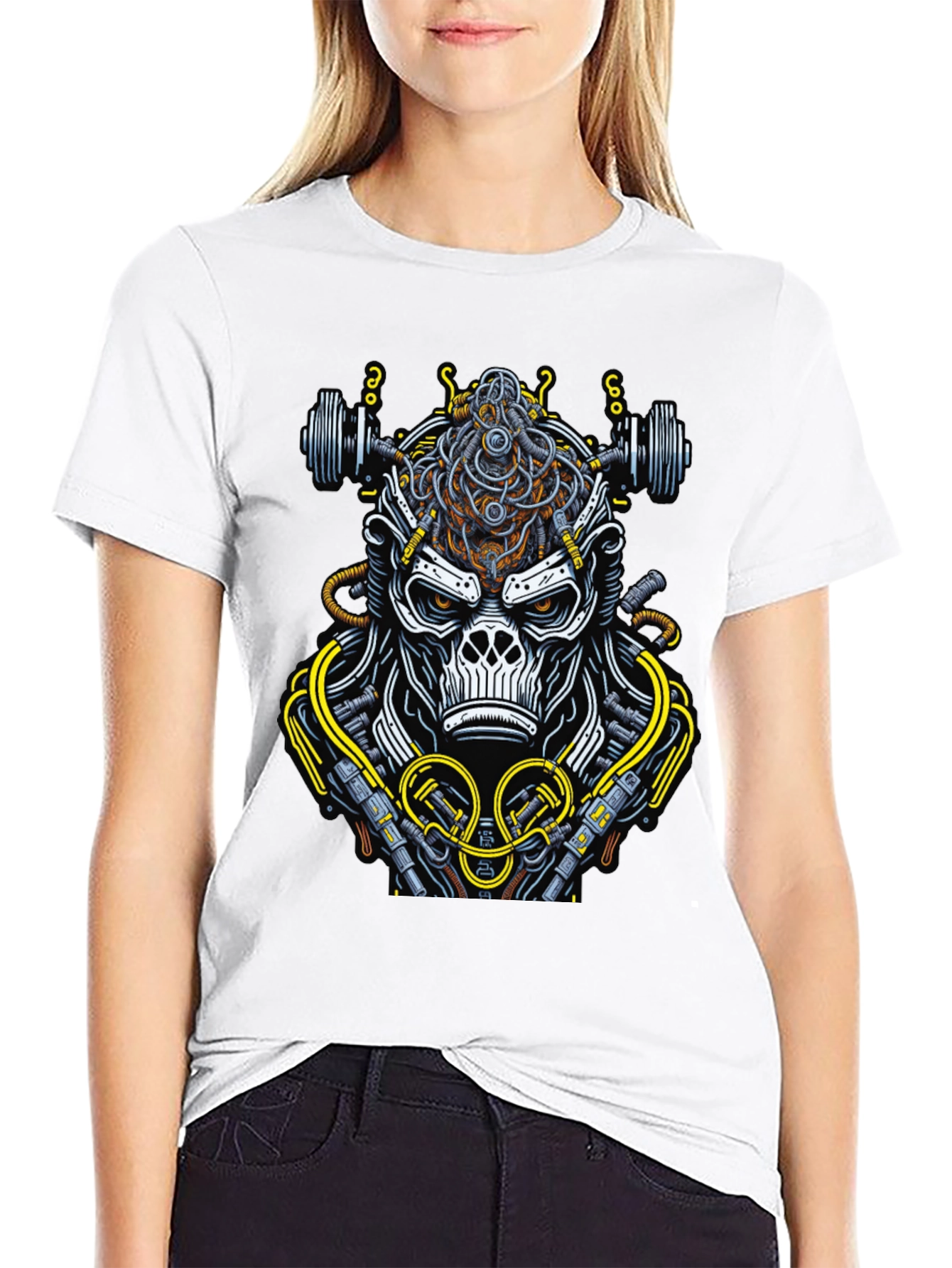 Cyborg Gorilla Black Graphic Tee