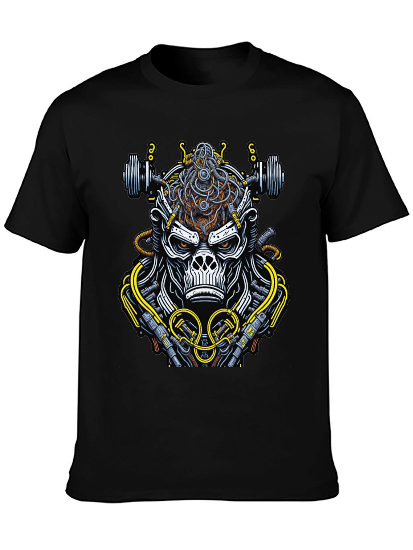 Cyborg Gorilla Black Graphic Tee