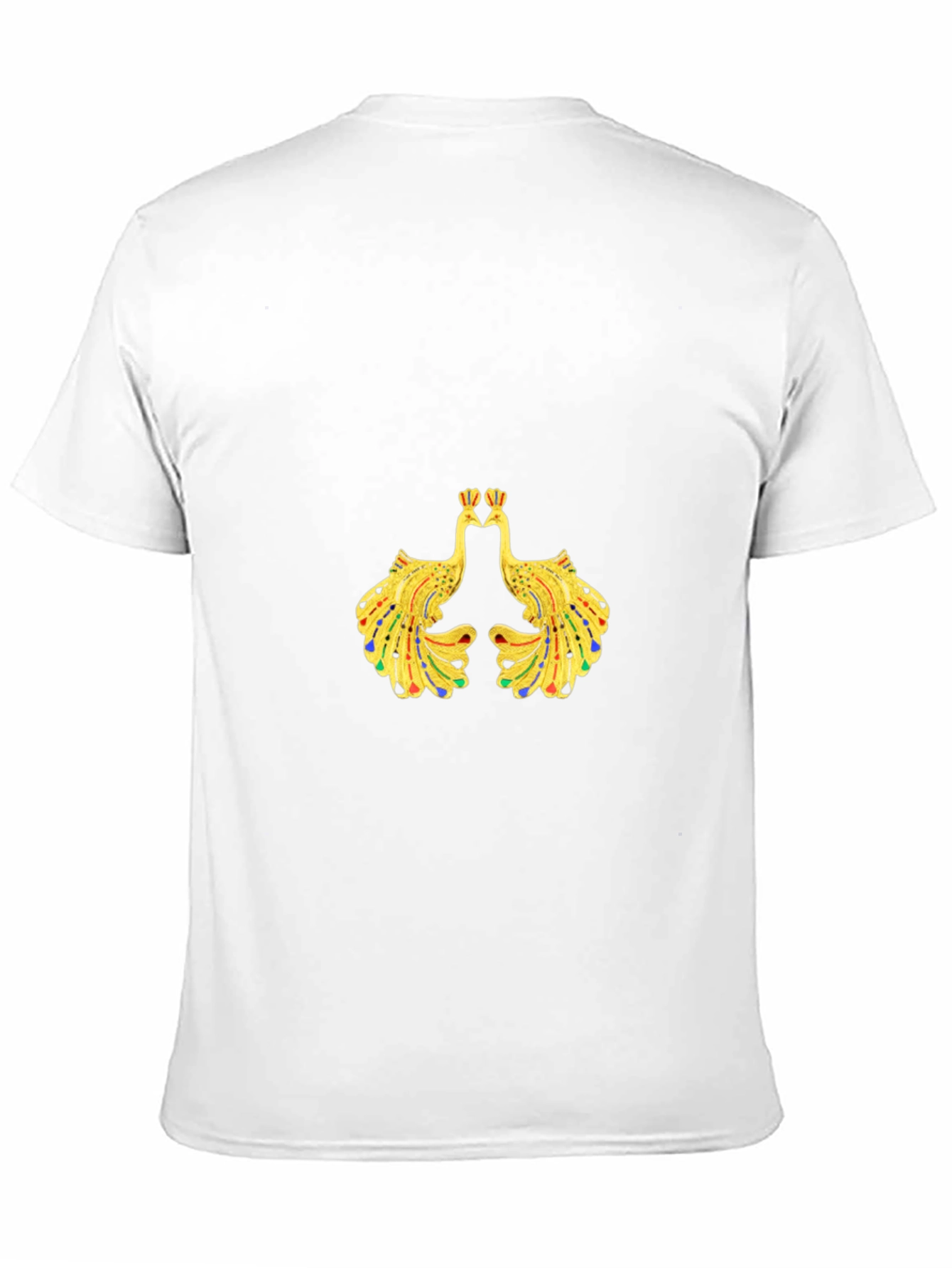 Mens Black Tee with Peacock Design
