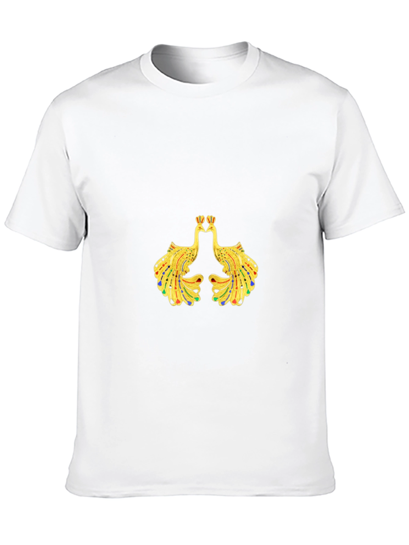Mens Black Tee with Peacock Design