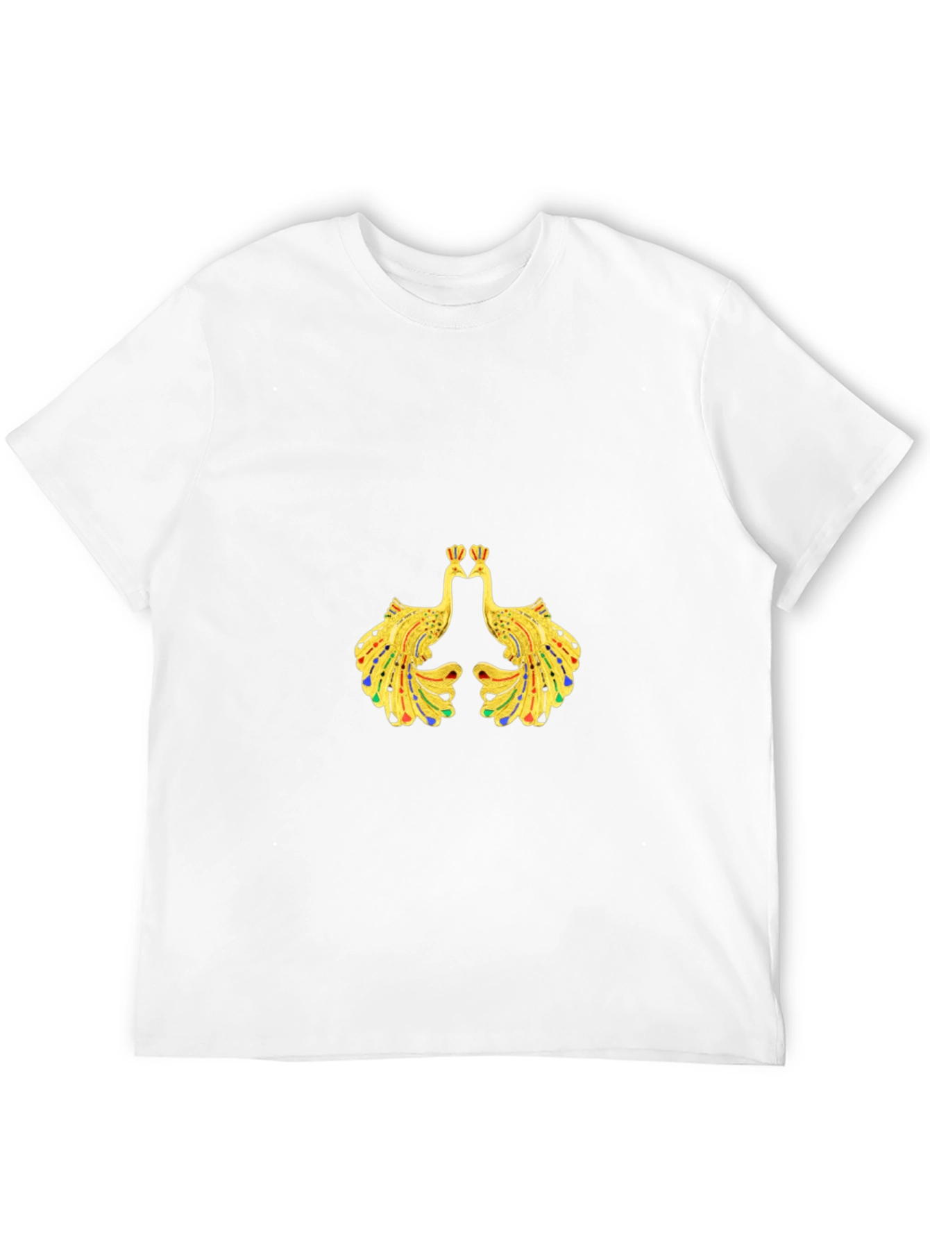 Mens Black Tee with Peacock Design