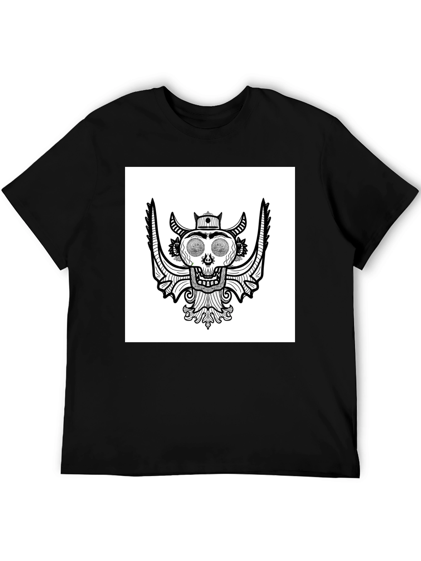 Skull Graphic Tee - Black Cotton T-Shirt