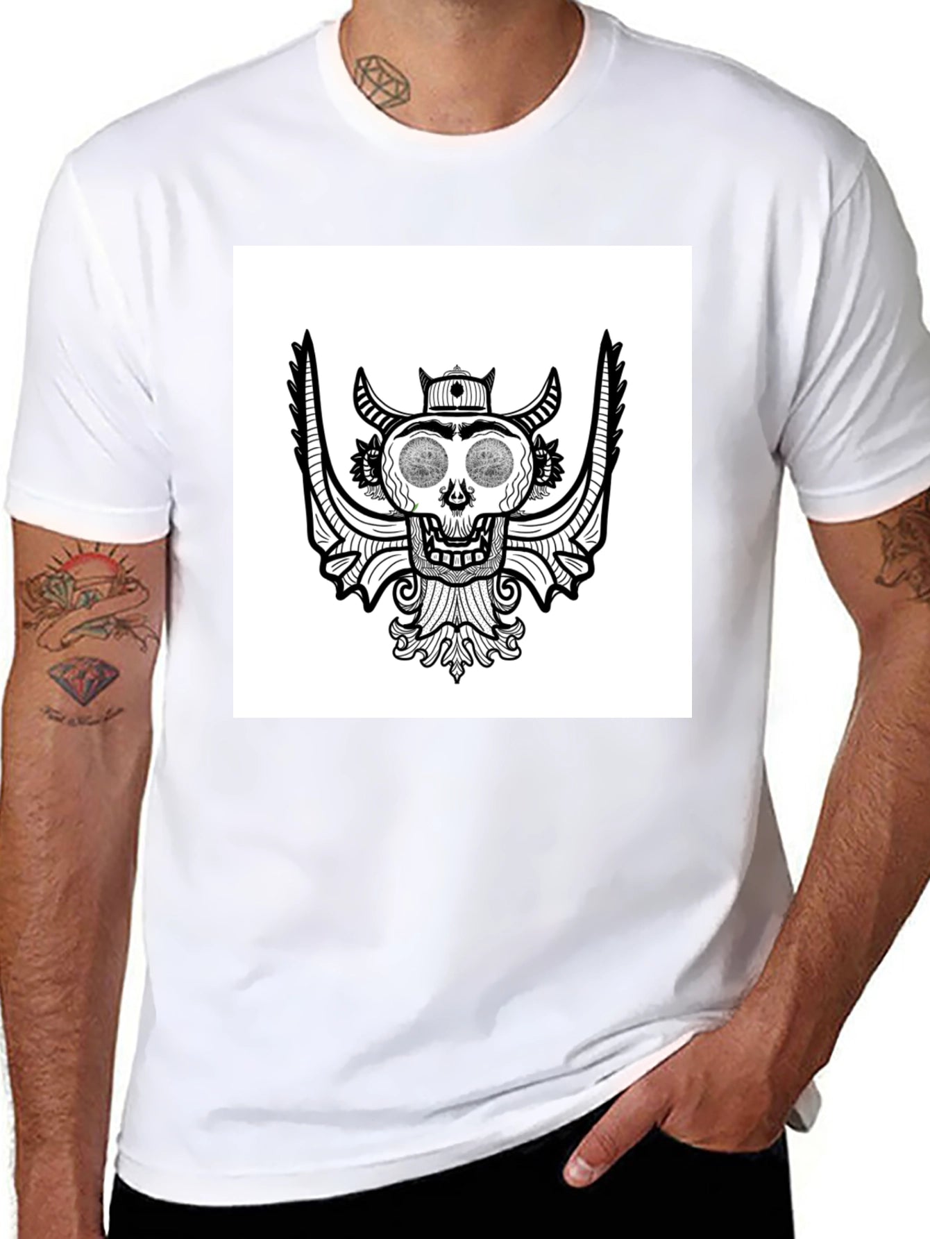 Skull Graphic Tee - Black Cotton T-Shirt