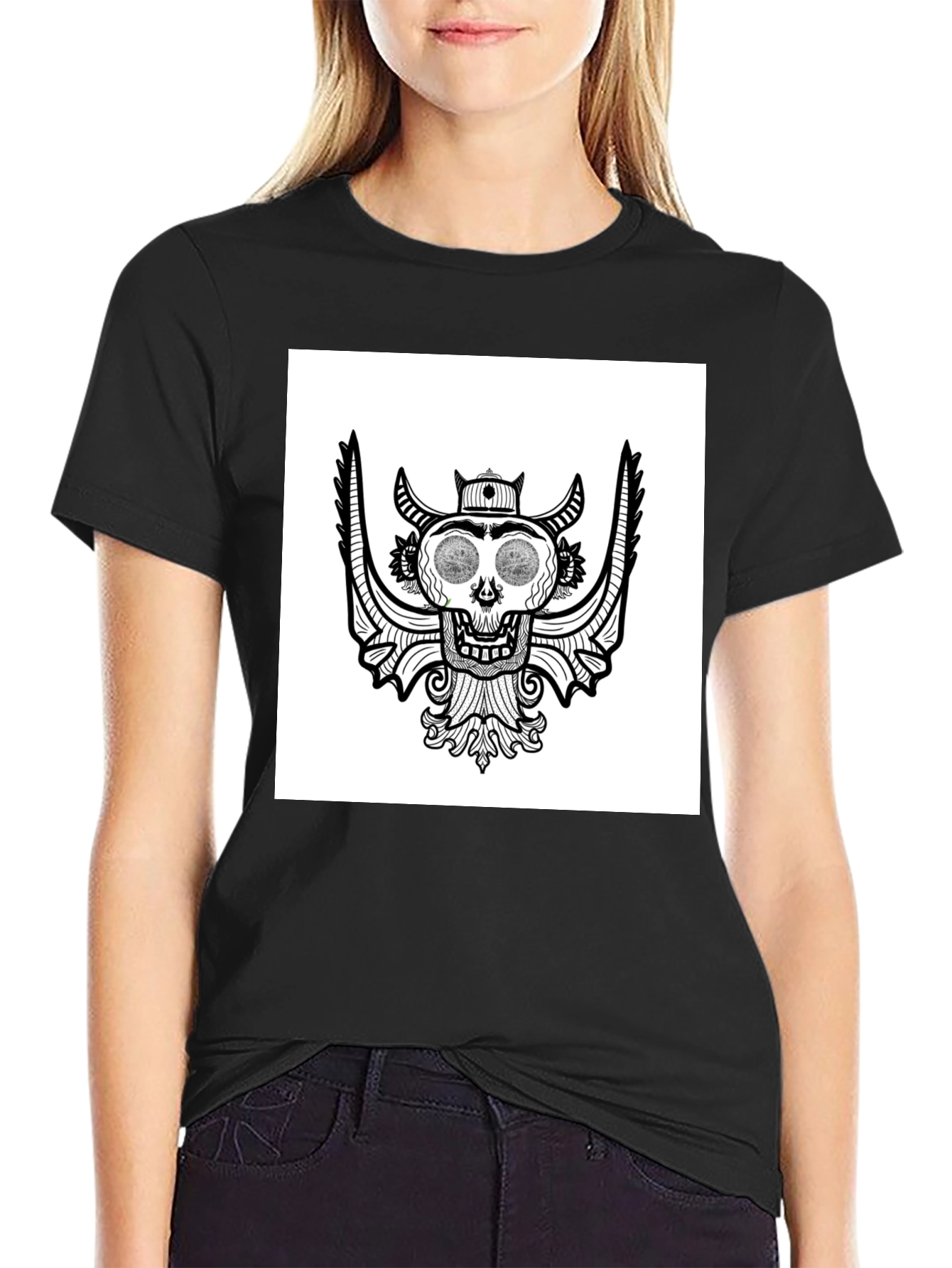 Skull Graphic Tee - Black Cotton T-Shirt
