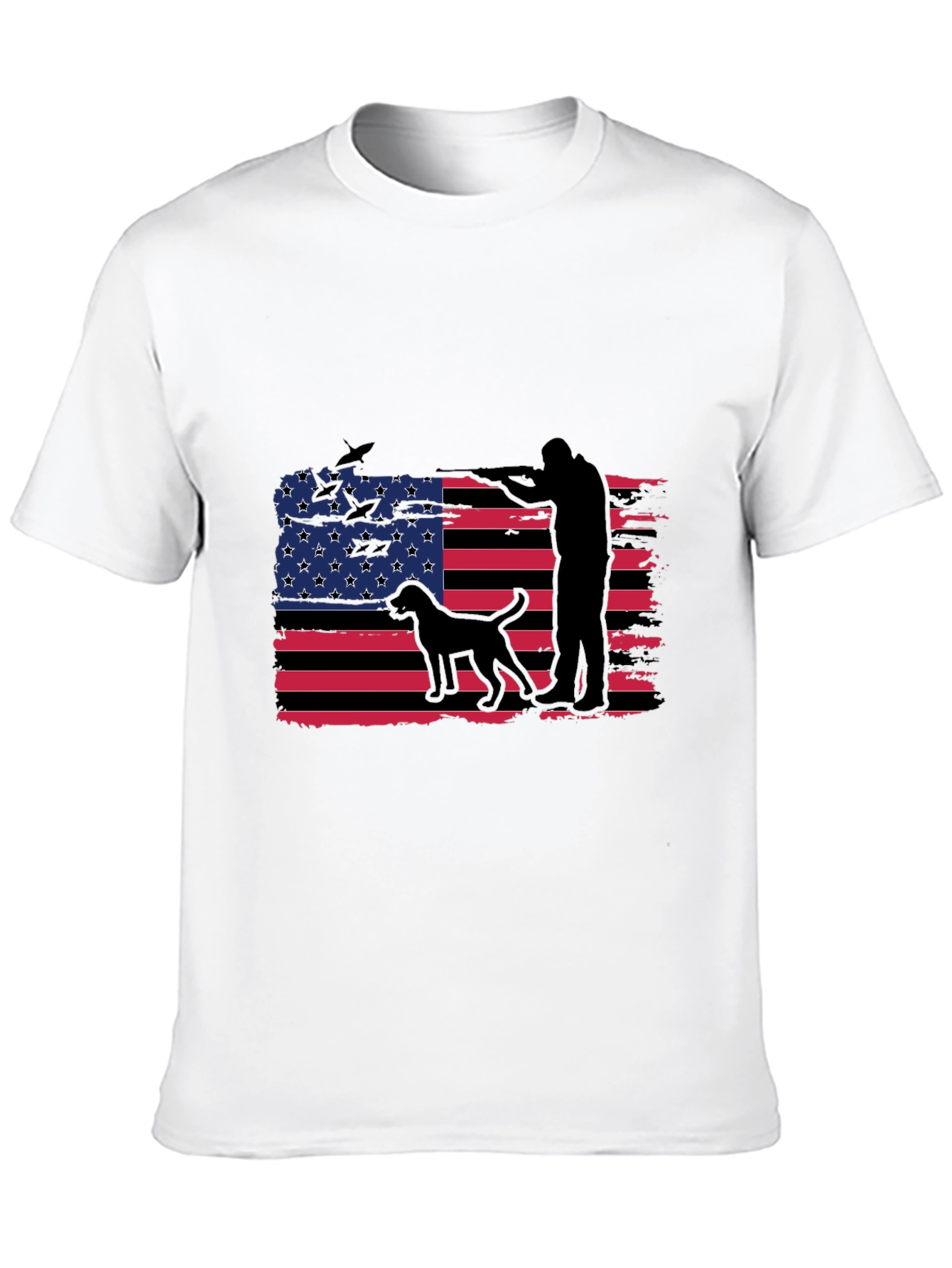 Mens American Flag Hunter Dog T-Shirt