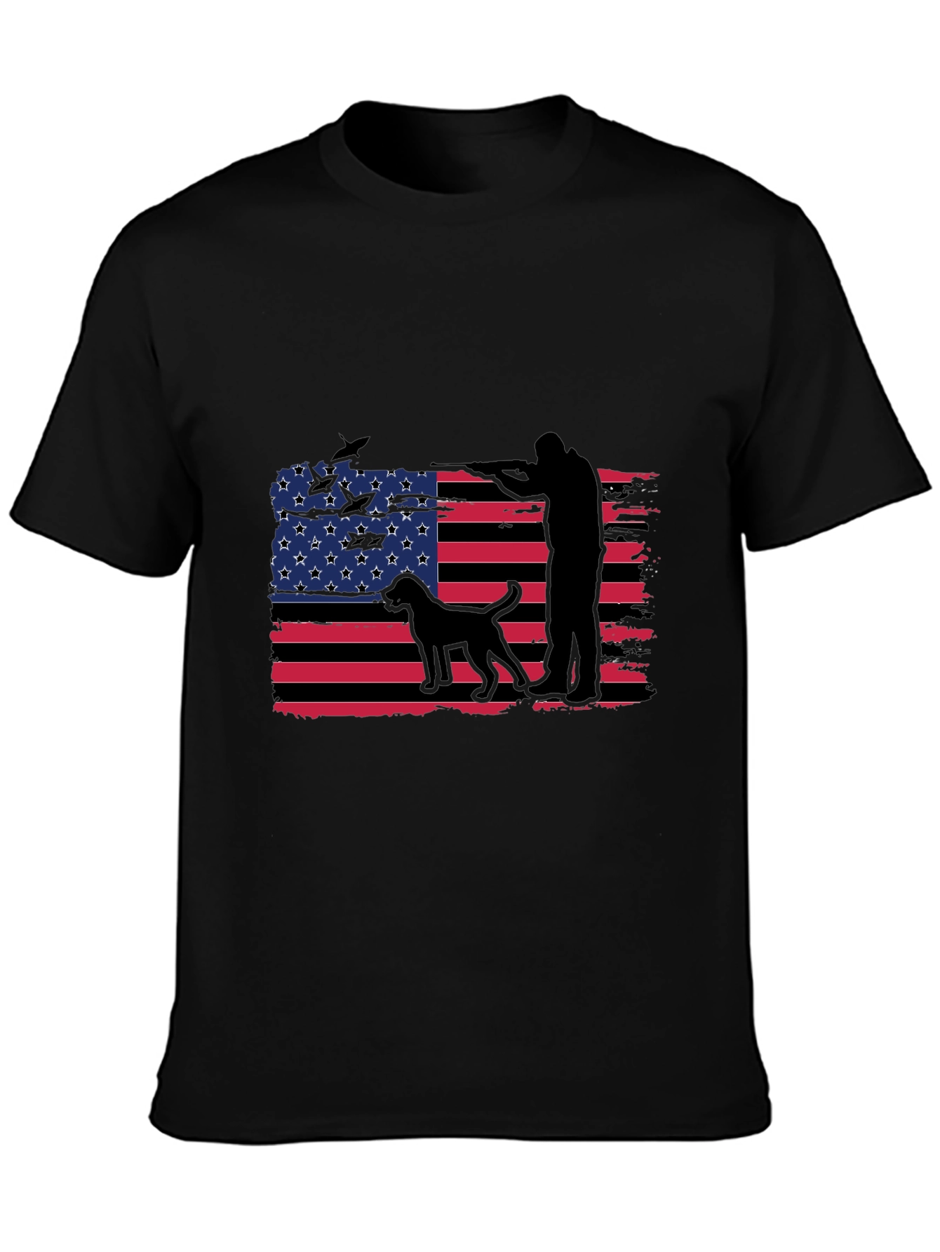 Mens American Flag Hunter Dog T-Shirt