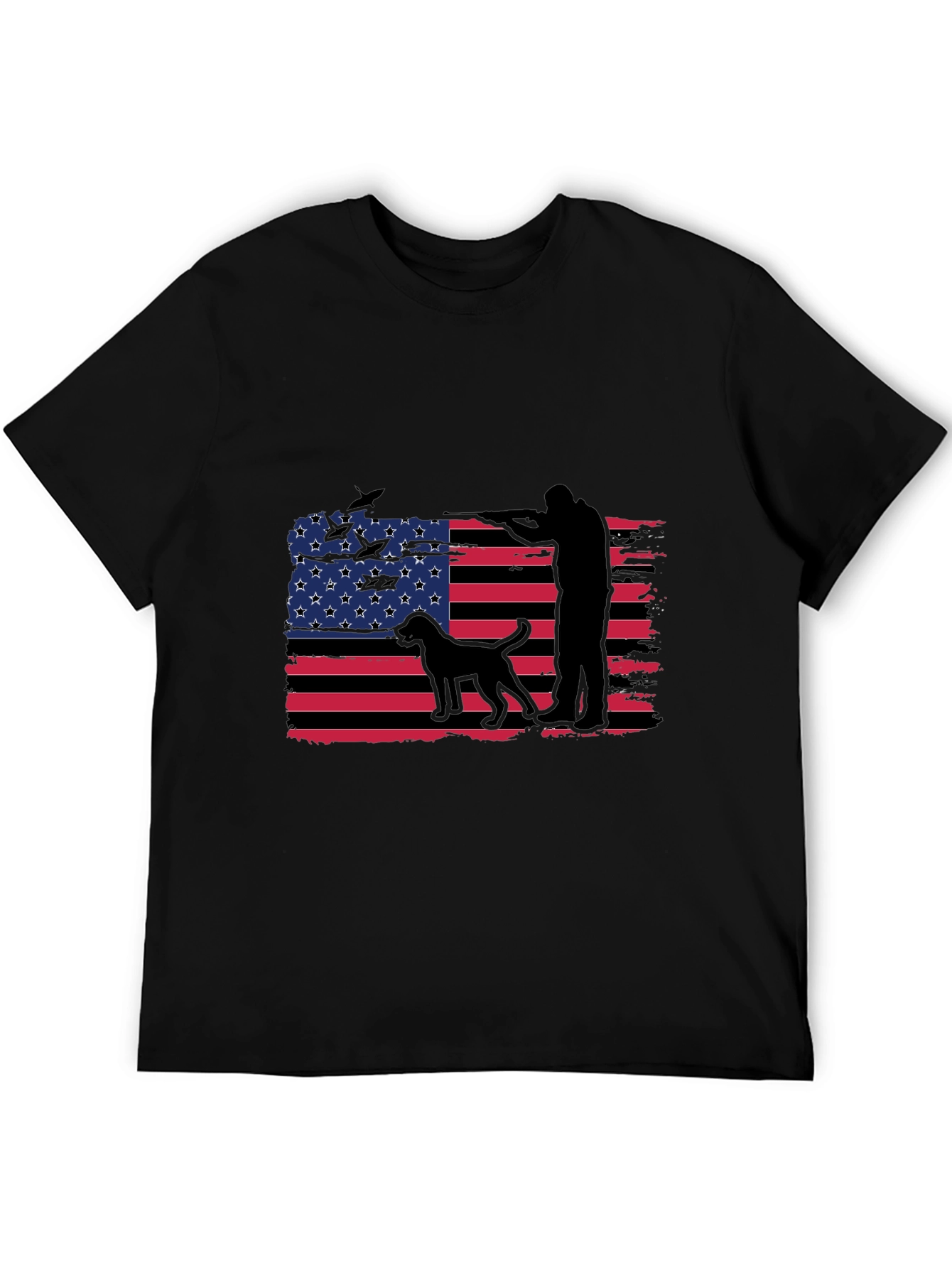 Mens American Flag Hunter Dog T-Shirt
