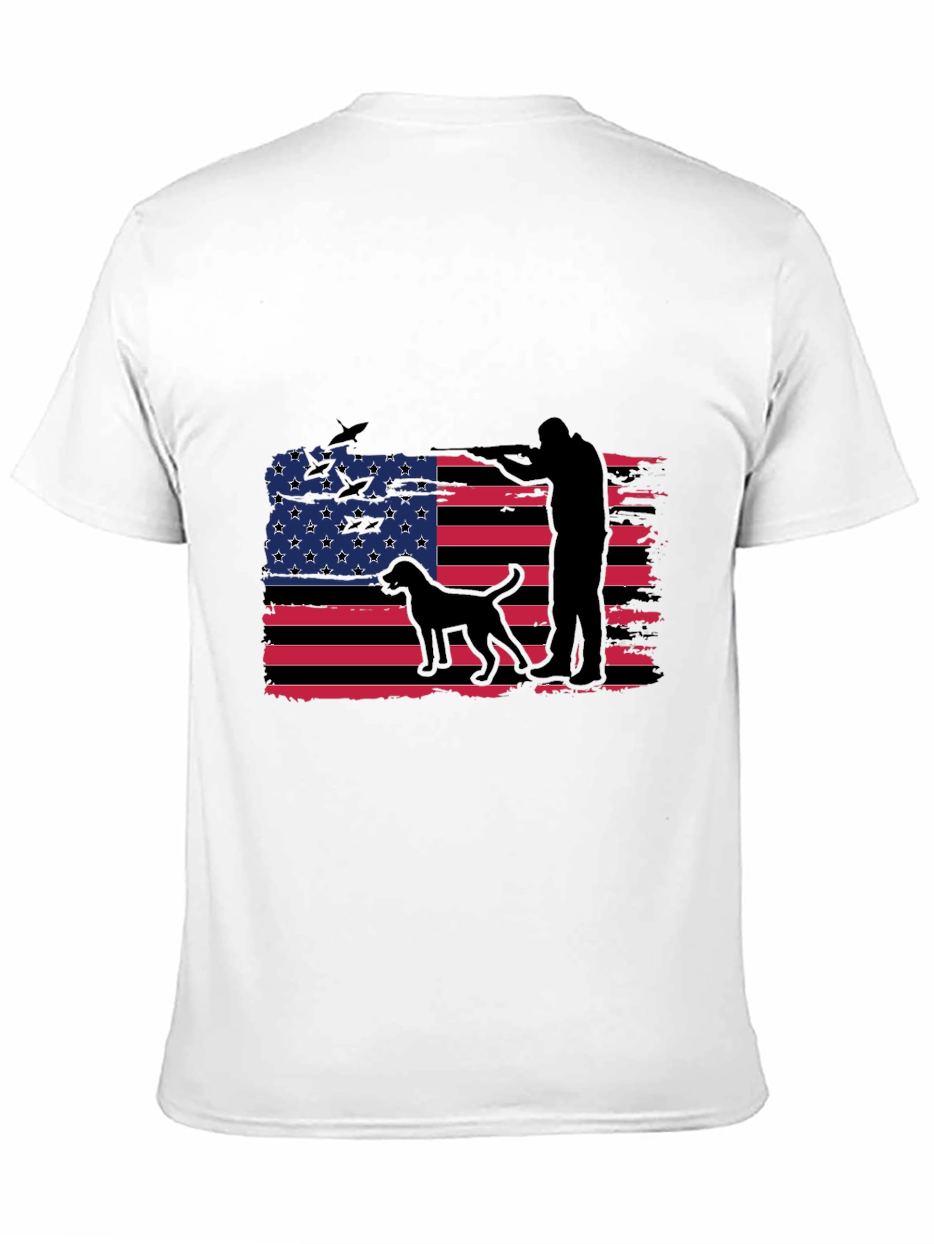 Mens American Flag Hunter Dog T-Shirt