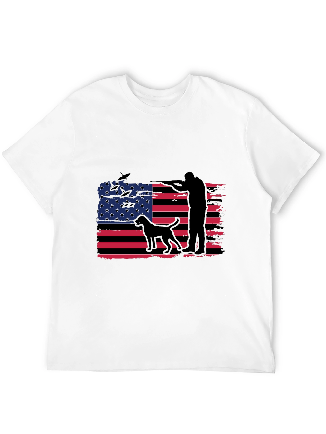 Mens American Flag Hunter Dog T-Shirt