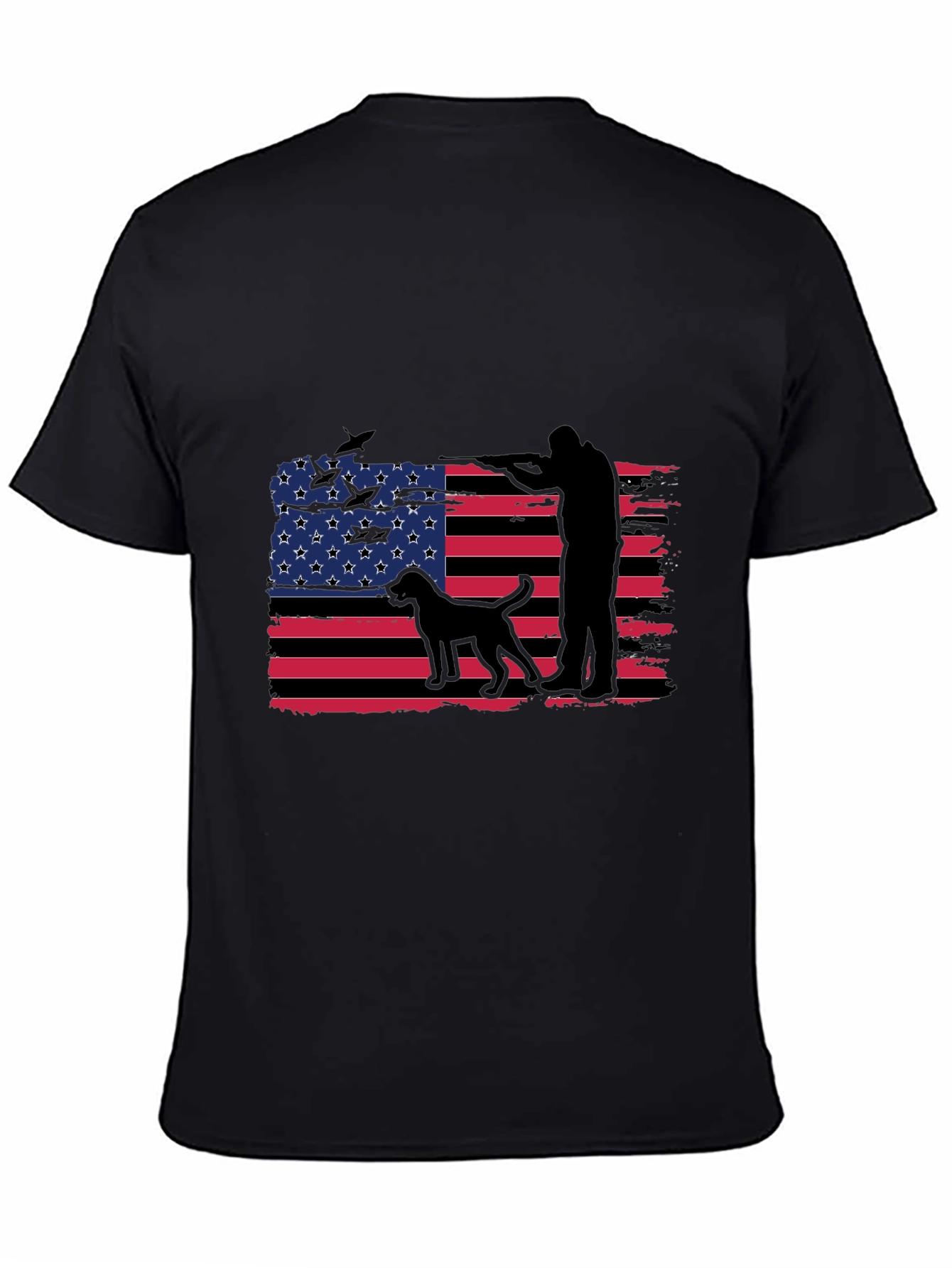 Mens American Flag Hunter Dog T-Shirt