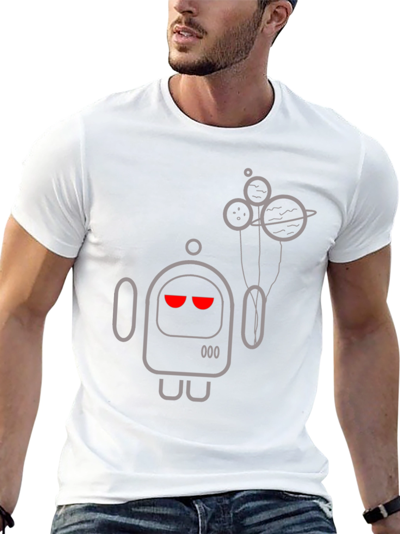 Robot & Planets Graphic Tee - Black