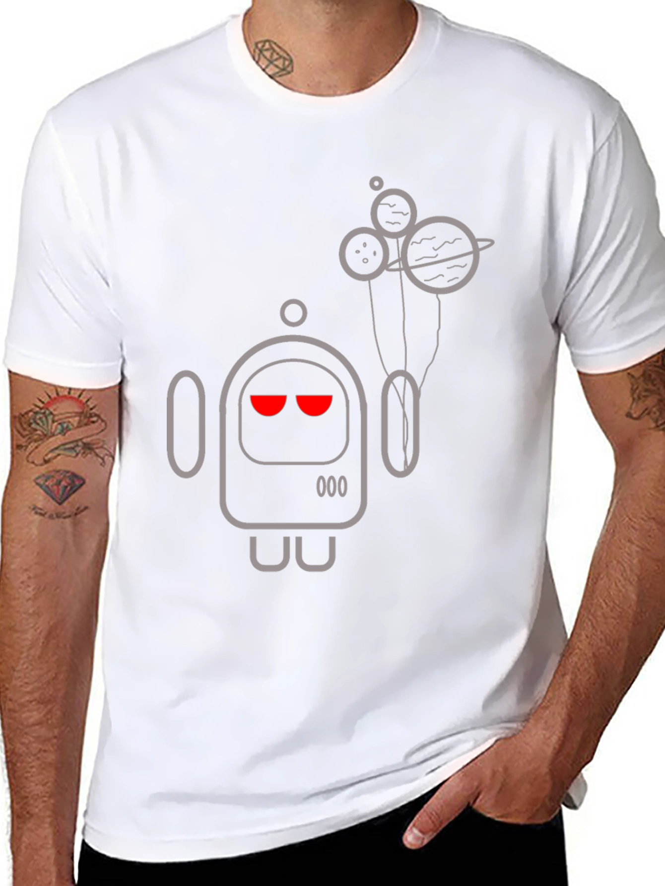 Robot & Planets Graphic Tee - Black