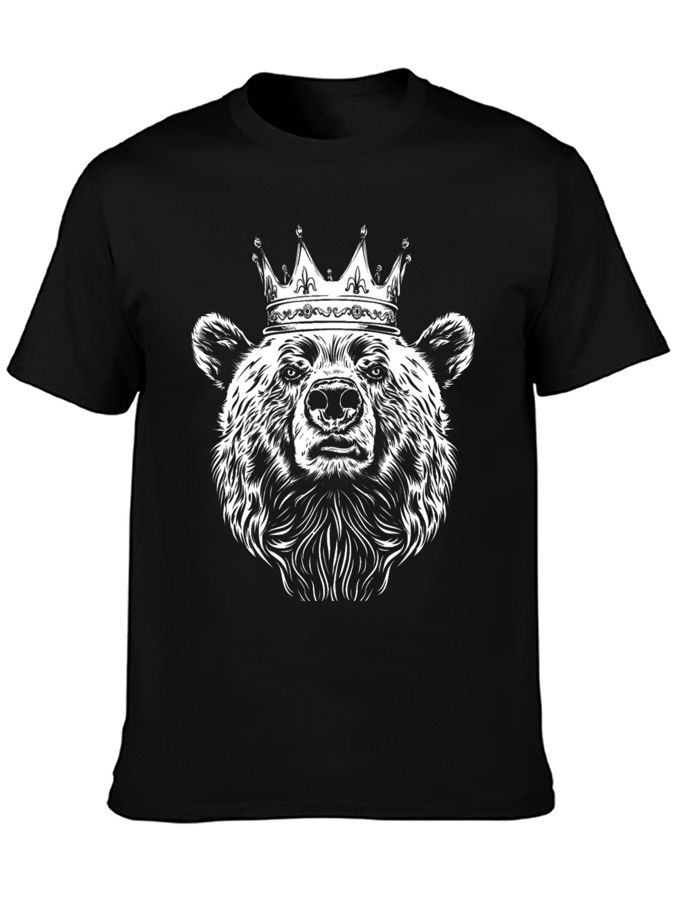 Bear King Graphic Tee - Black Cotton T-Shirt