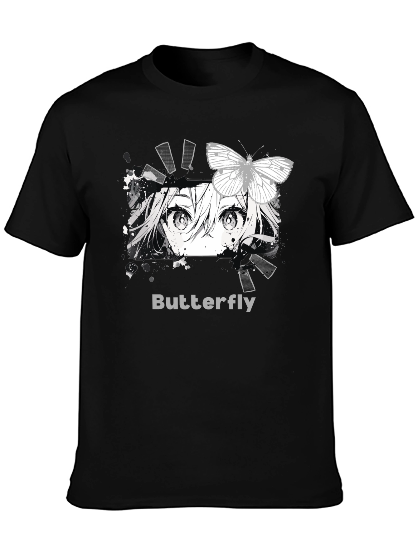 Anime Butterfly Graphic T-Shirt