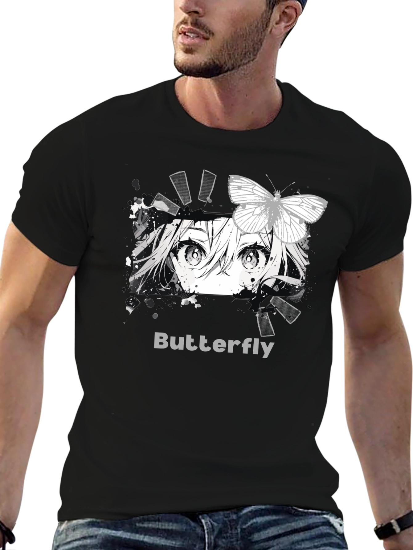 Anime Butterfly Graphic T-Shirt