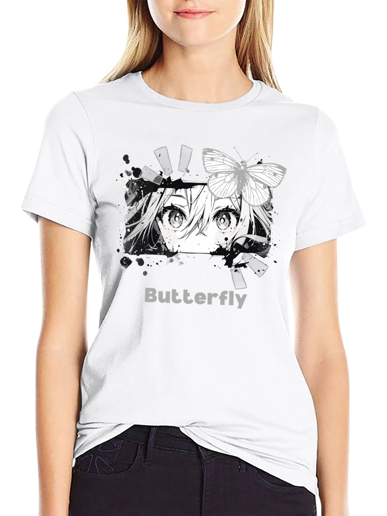 Anime Butterfly Graphic T-Shirt