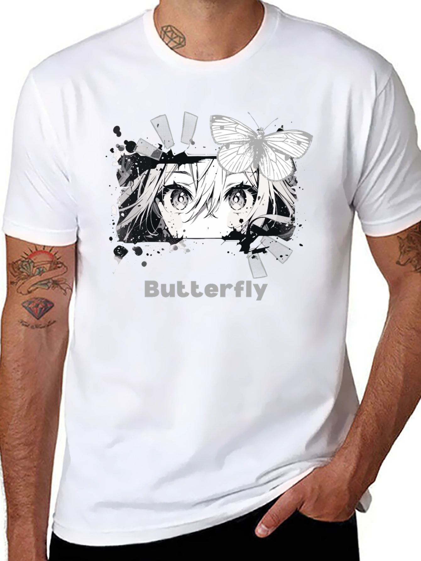 Anime Butterfly Graphic T-Shirt