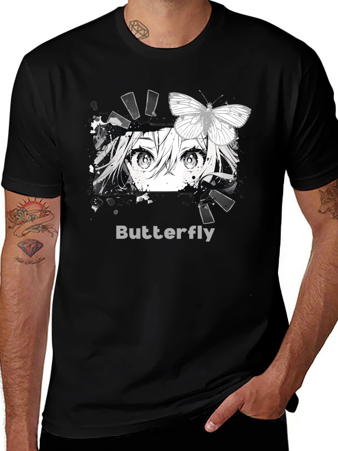Anime Butterfly Graphic T-Shirt