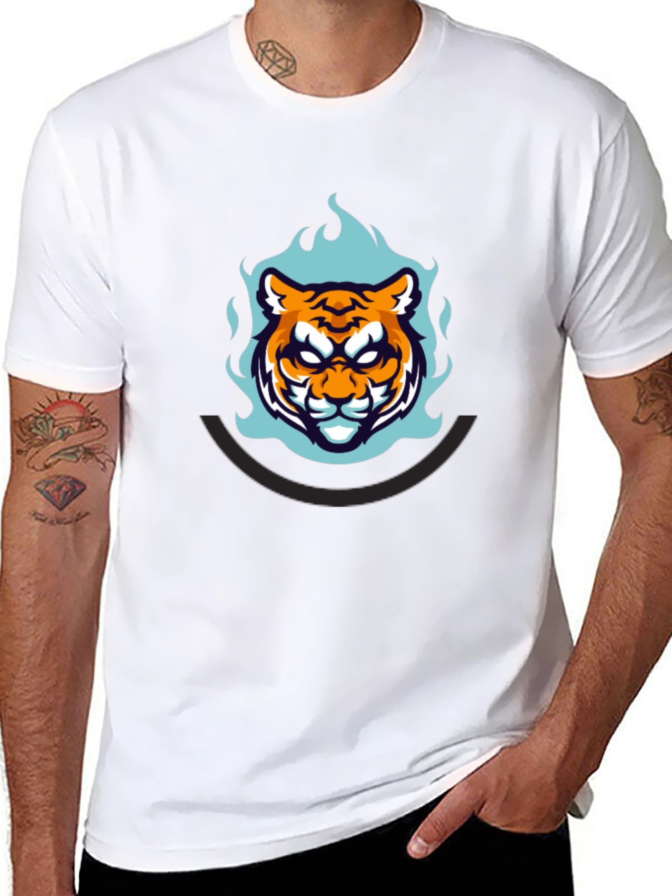 Bold Tiger Graphic Tee - Mens Black T-Shirt