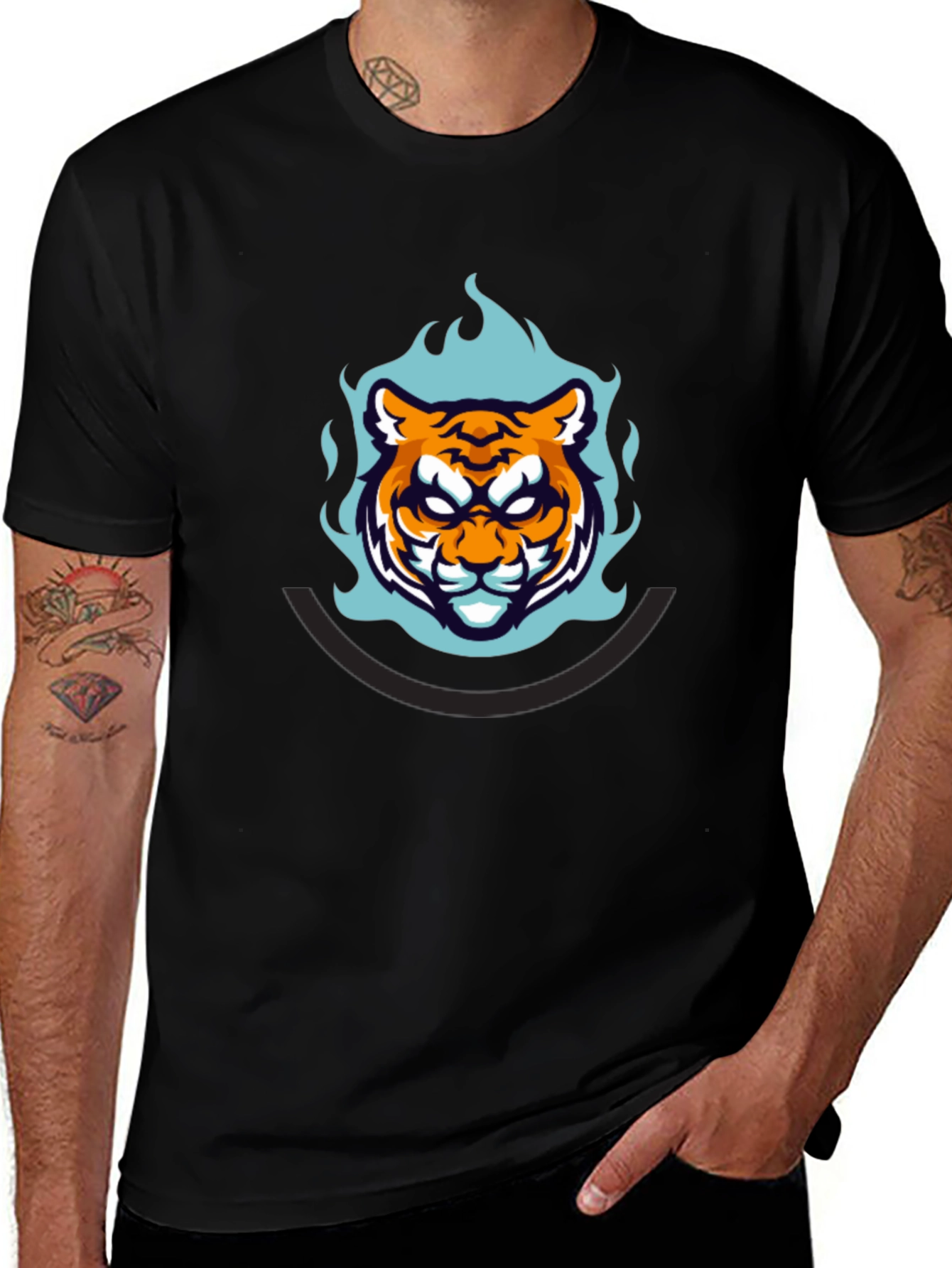 Bold Tiger Graphic Tee - Mens Black T-Shirt