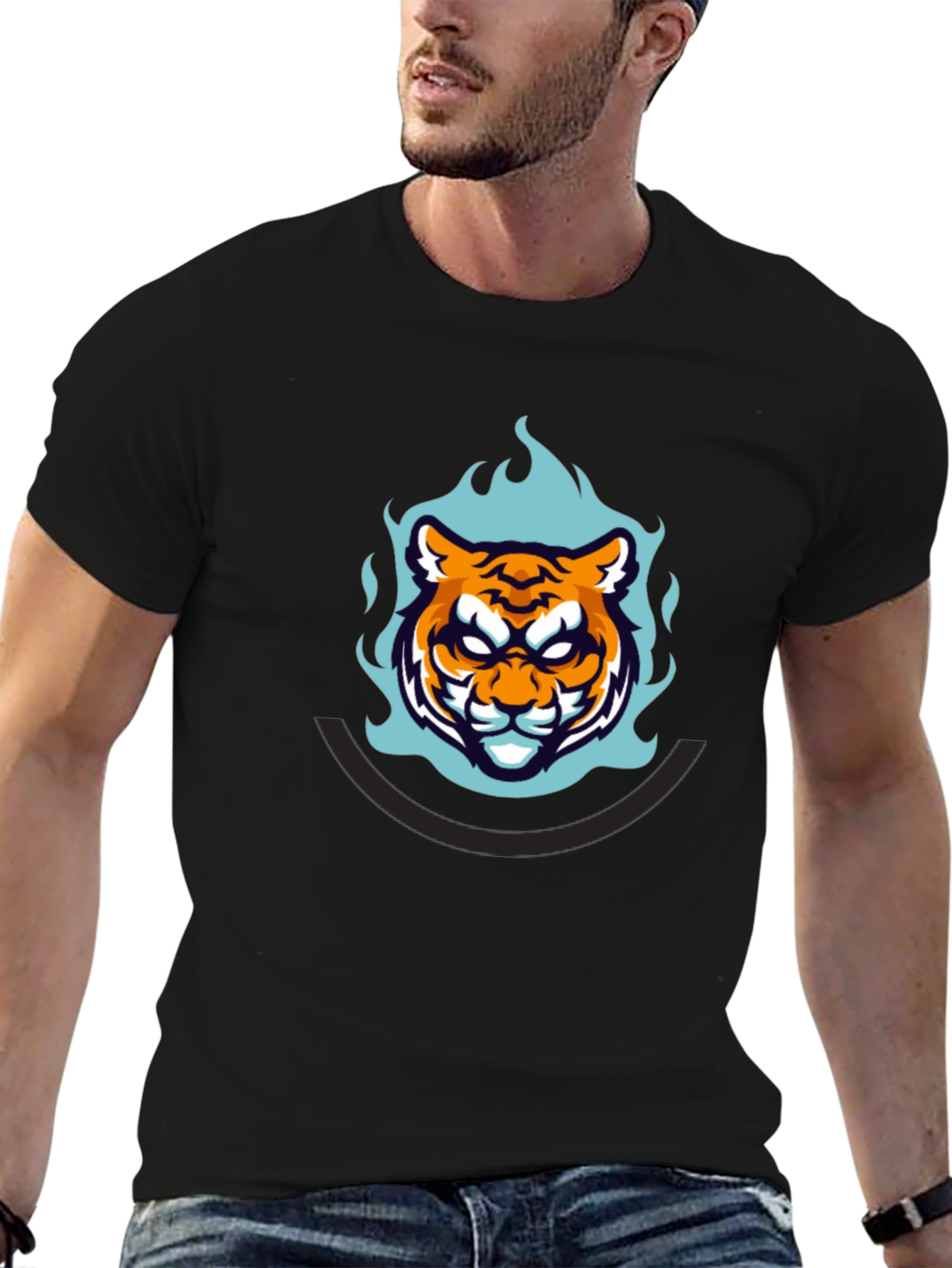 Bold Tiger Graphic Tee - Mens Black T-Shirt