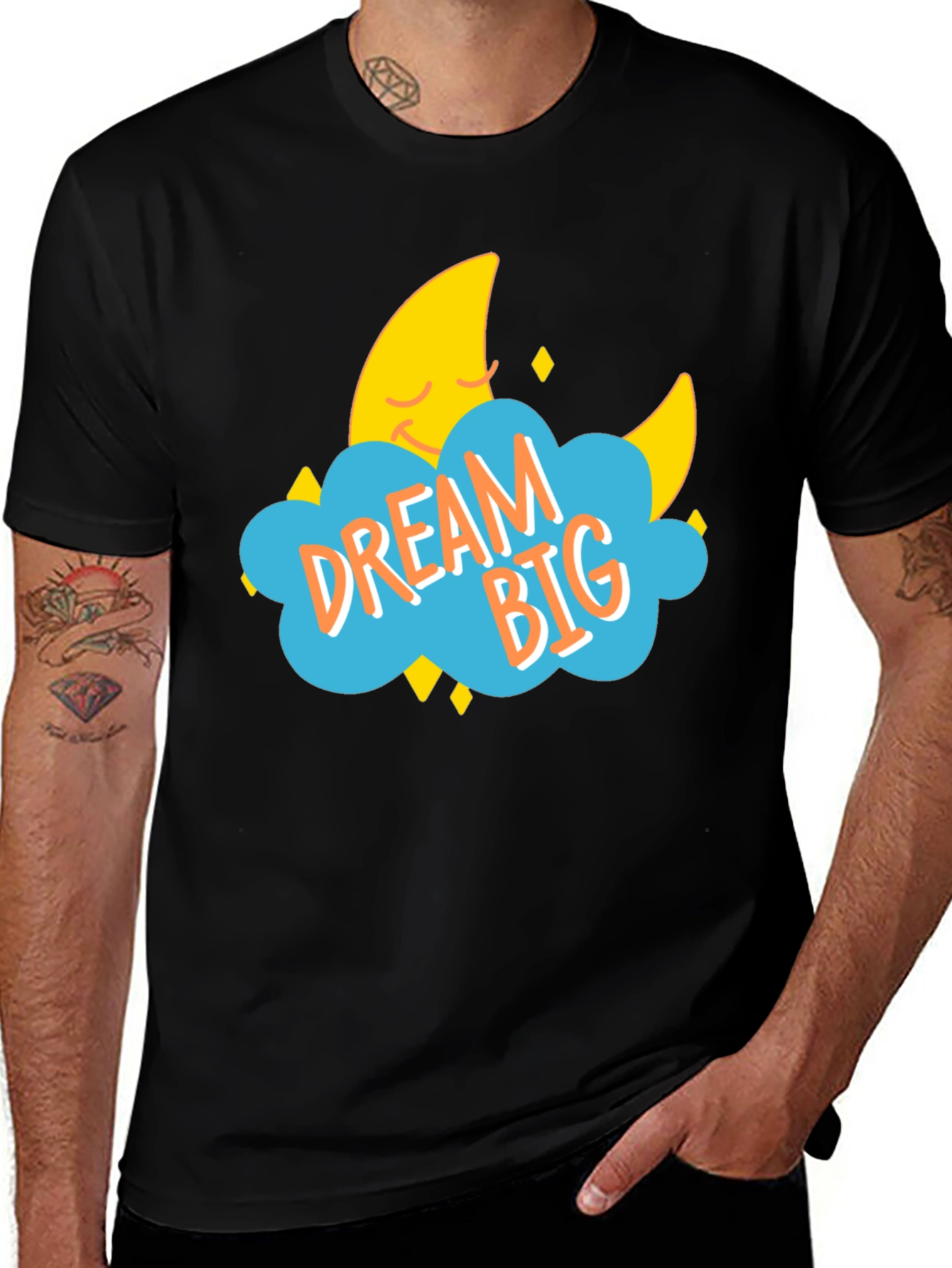 Dream Big Graphic Tee - Black Cotton T-Shirt
