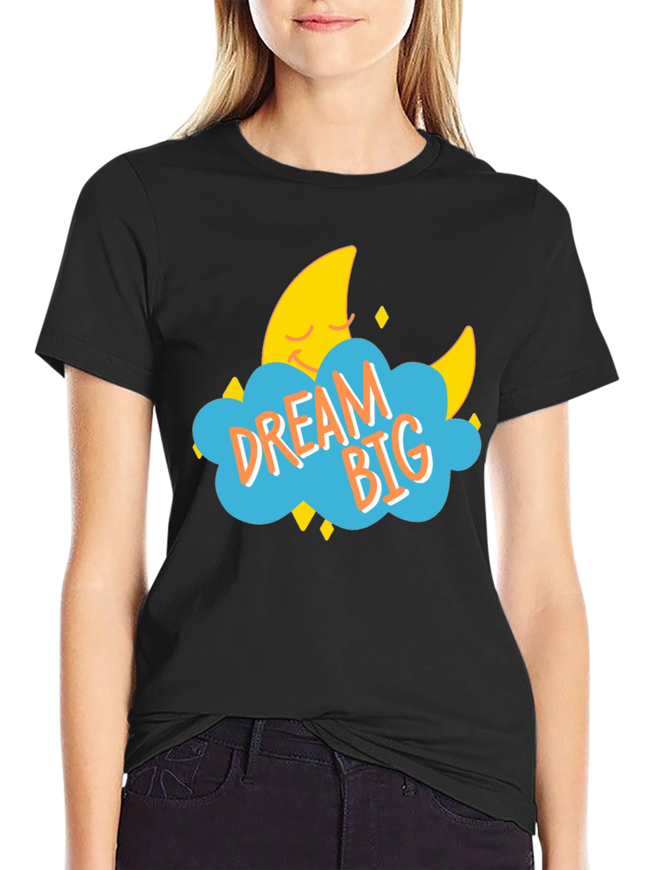 Dream Big Graphic Tee - Black Cotton T-Shirt