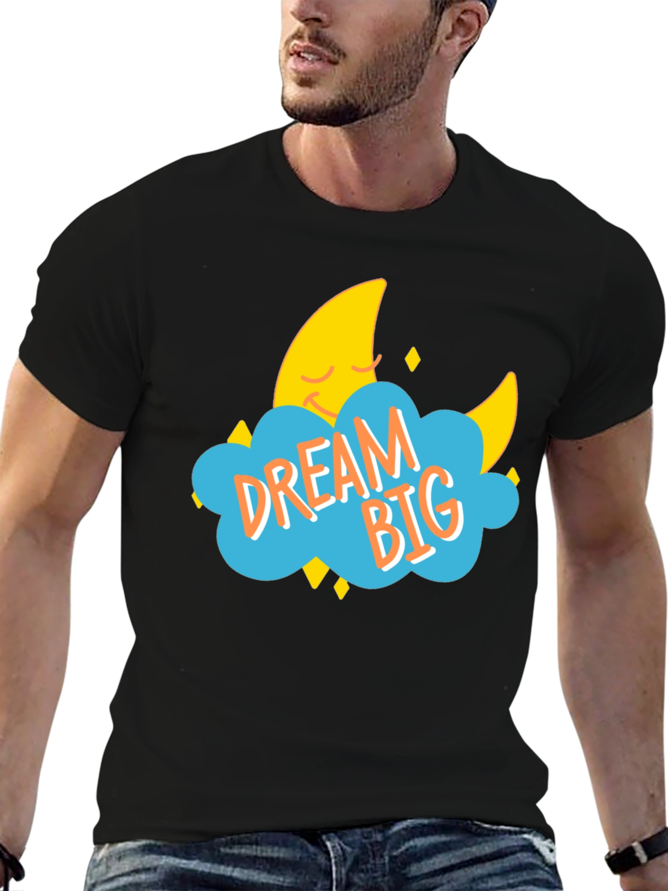 Dream Big Graphic Tee - Black Cotton T-Shirt
