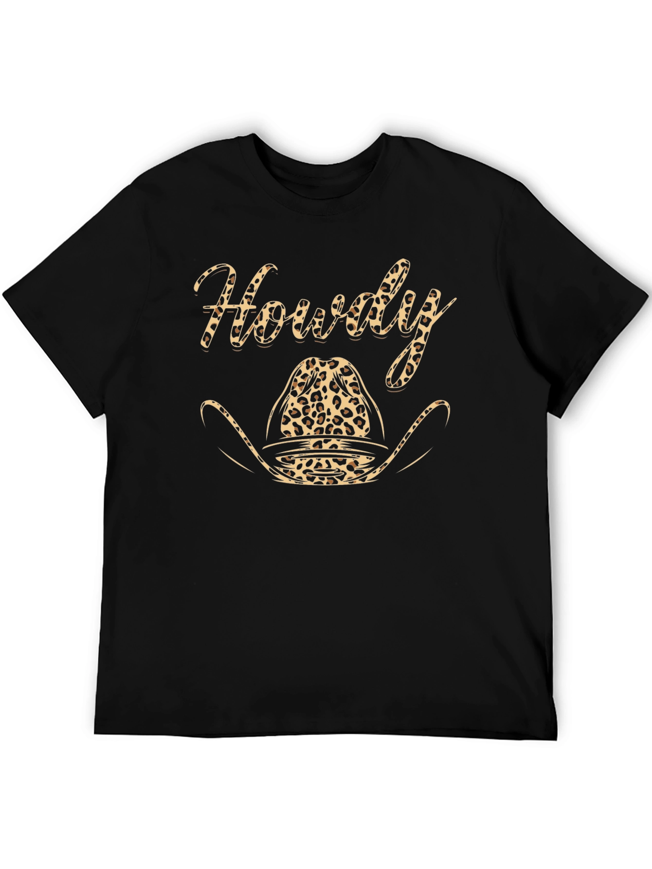 Howdy Leopard Cowboy Hat Graphic T-Shirt