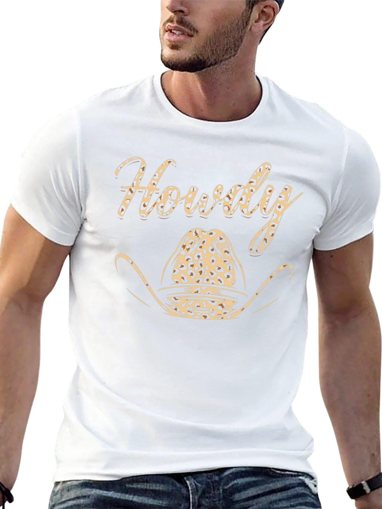 Howdy Leopard Cowboy Hat Graphic T-Shirt