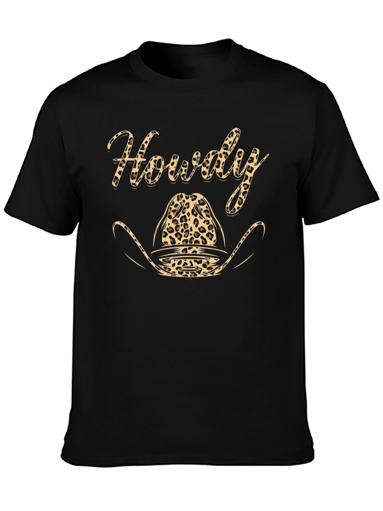 Howdy Leopard Cowboy Hat Graphic T-Shirt
