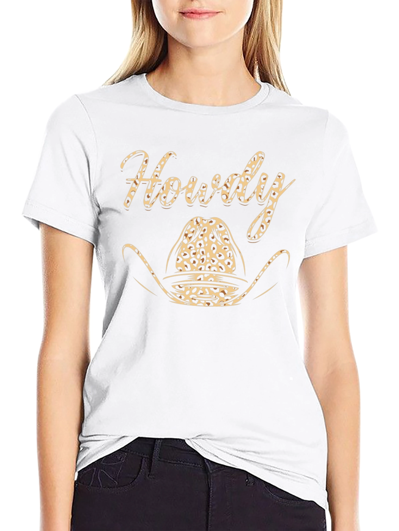 Howdy Leopard Cowboy Hat Graphic T-Shirt