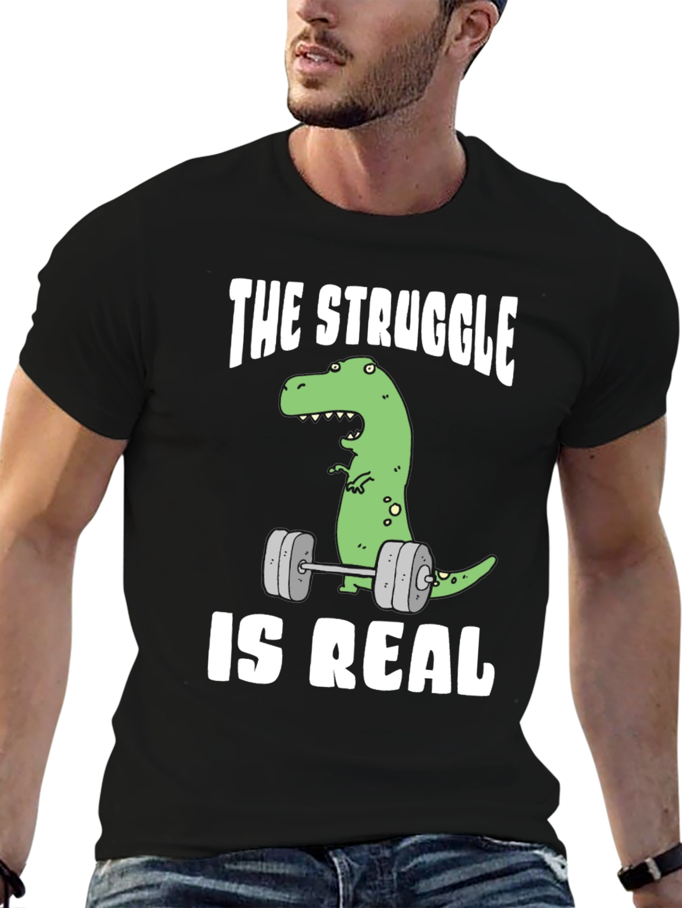 Dino Lifting Graphic Tee: The Struggle is Real!