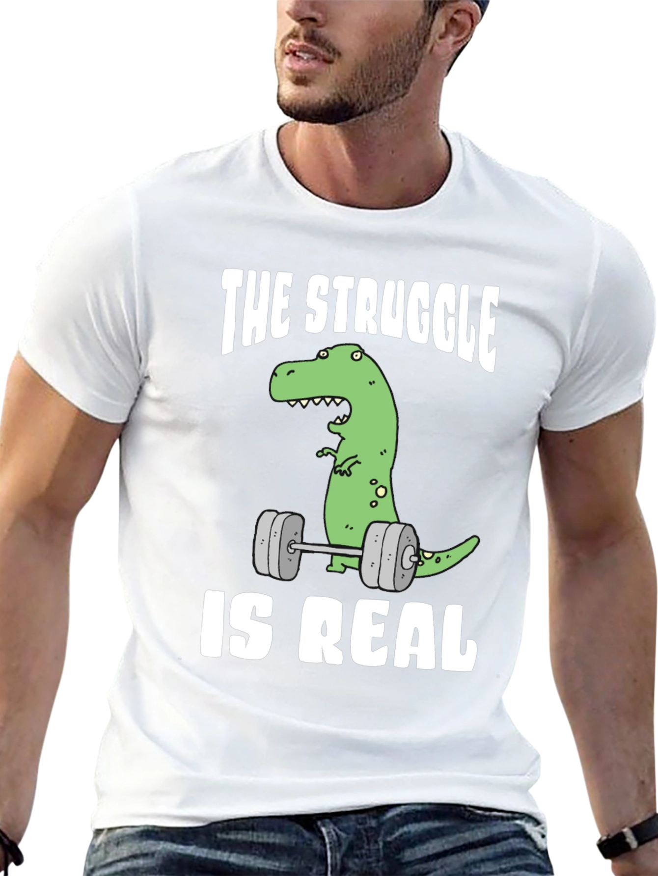 Dino Lifting Graphic Tee: The Struggle is Real!