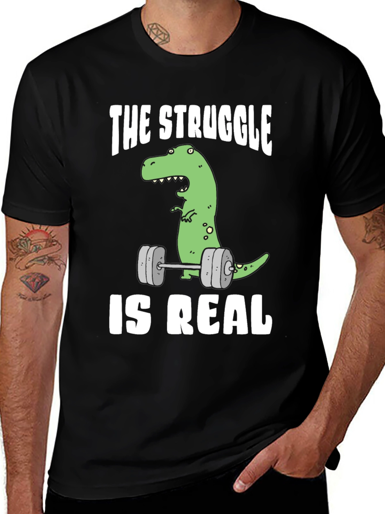 Dino Lifting Graphic Tee: The Struggle is Real!