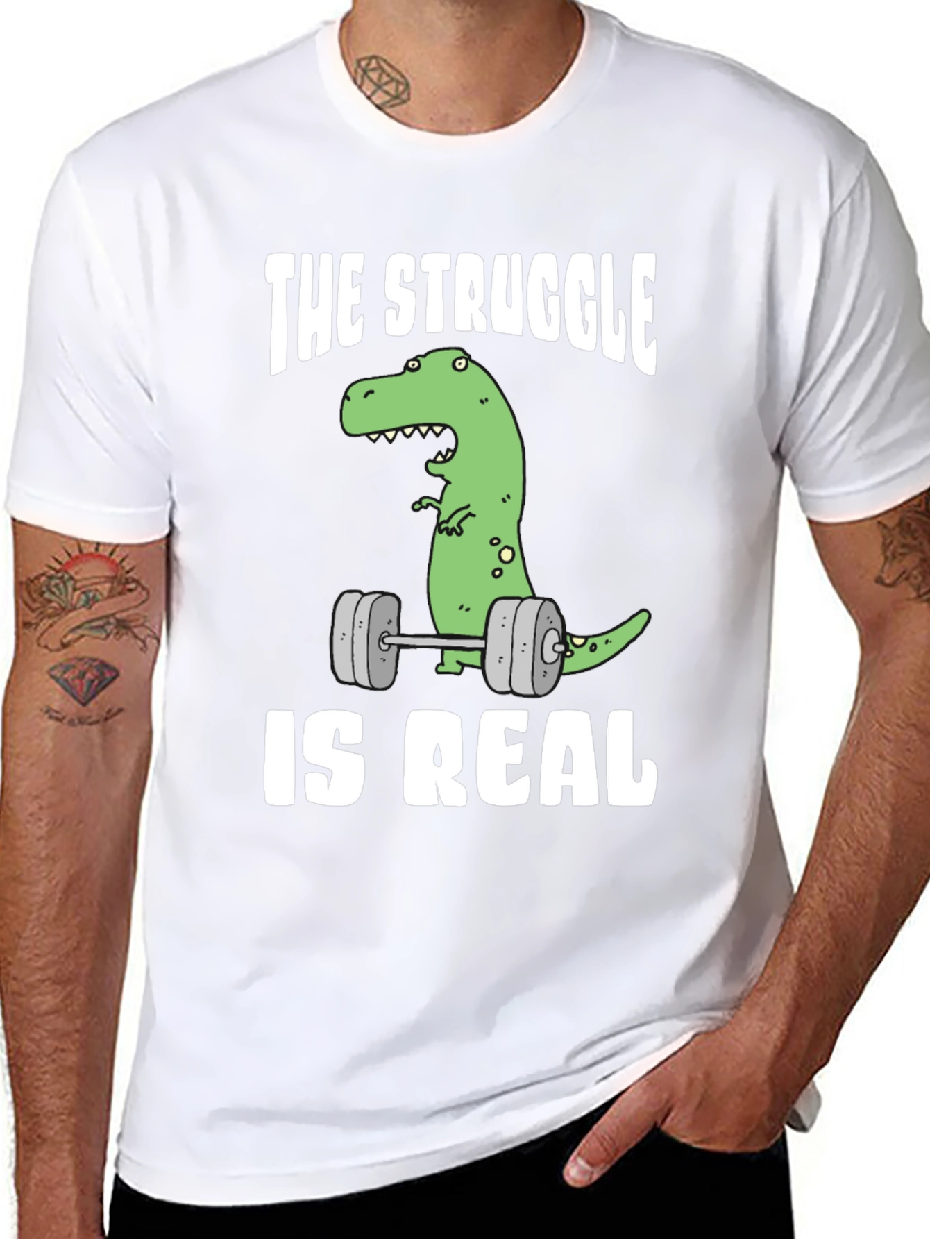 Dino Lifting Graphic Tee: The Struggle is Real!