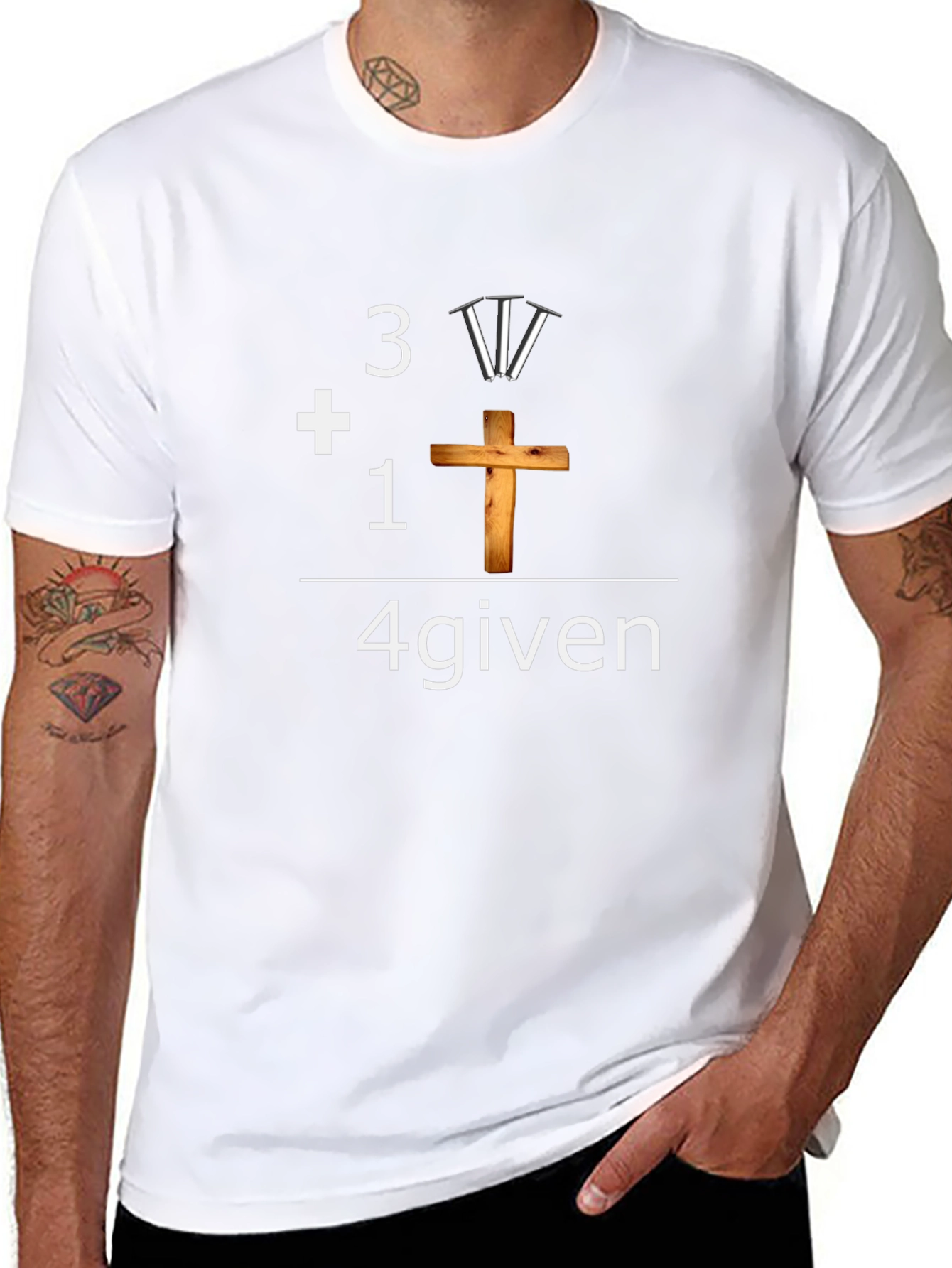4given Christian T-Shirt - 3 Nails + 1 Cross