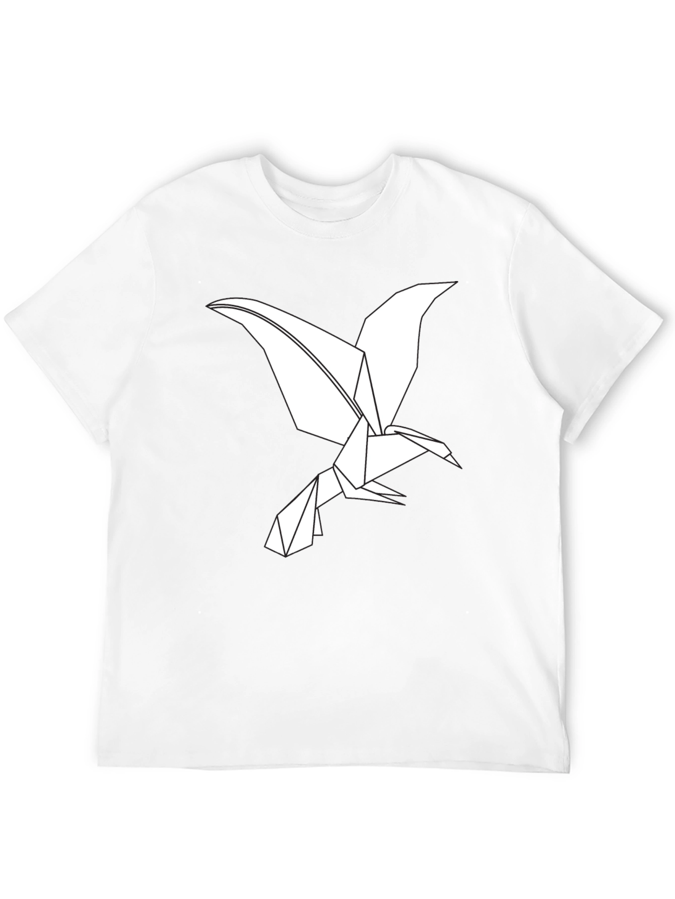Origami Bird Graphic Tee - Black Cotton T-Shirt