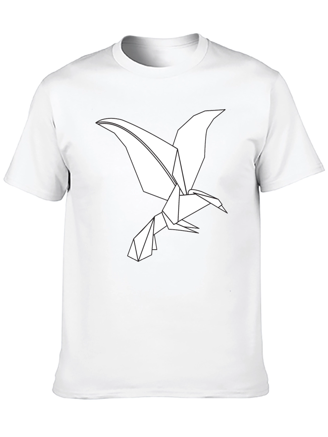 Origami Bird Graphic Tee - Black Cotton T-Shirt