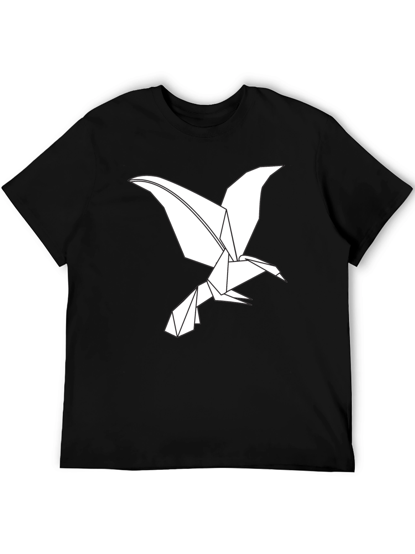 Origami Bird Graphic Tee - Black Cotton T-Shirt