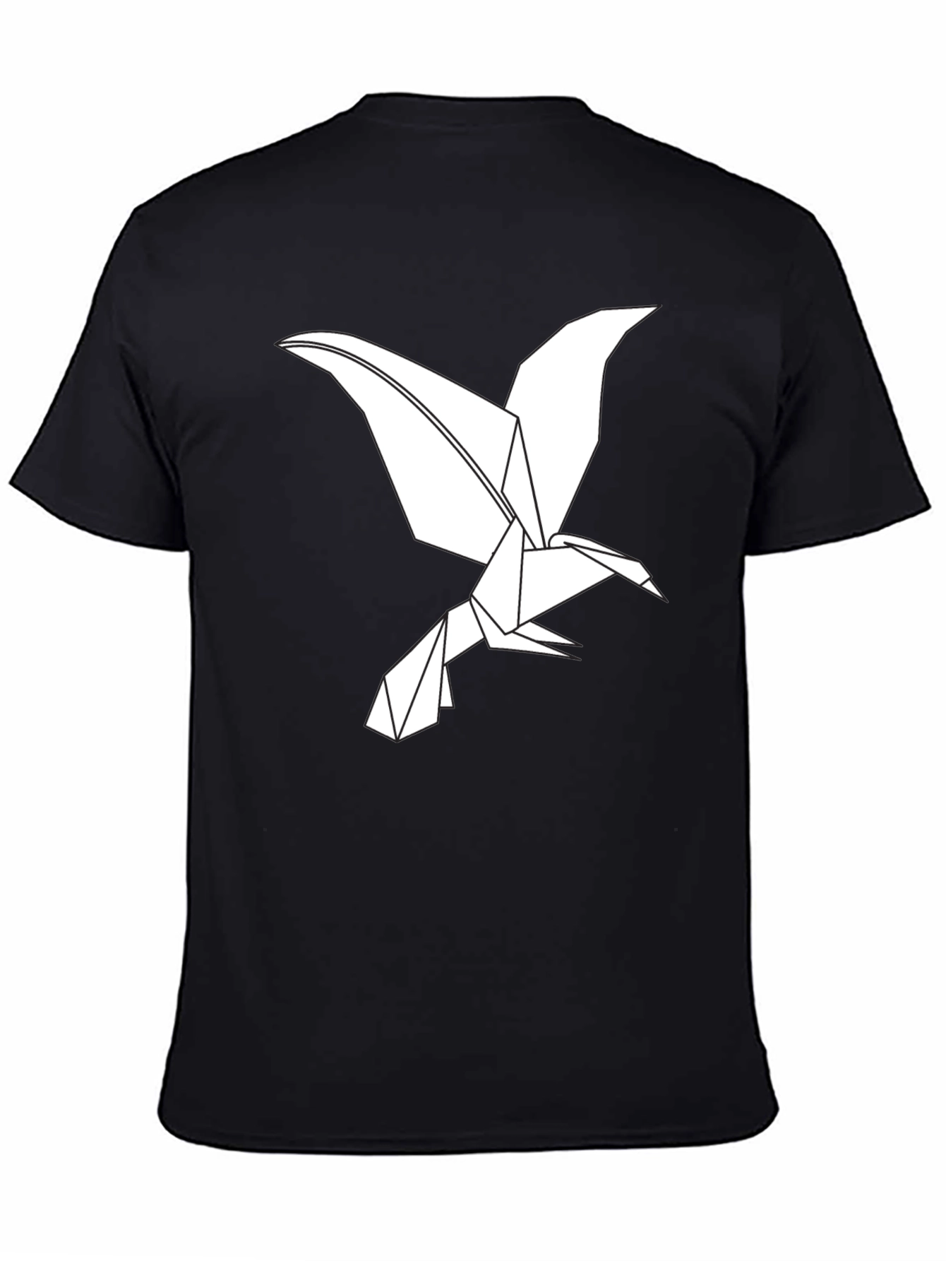 Origami Bird Graphic Tee - Black Cotton T-Shirt