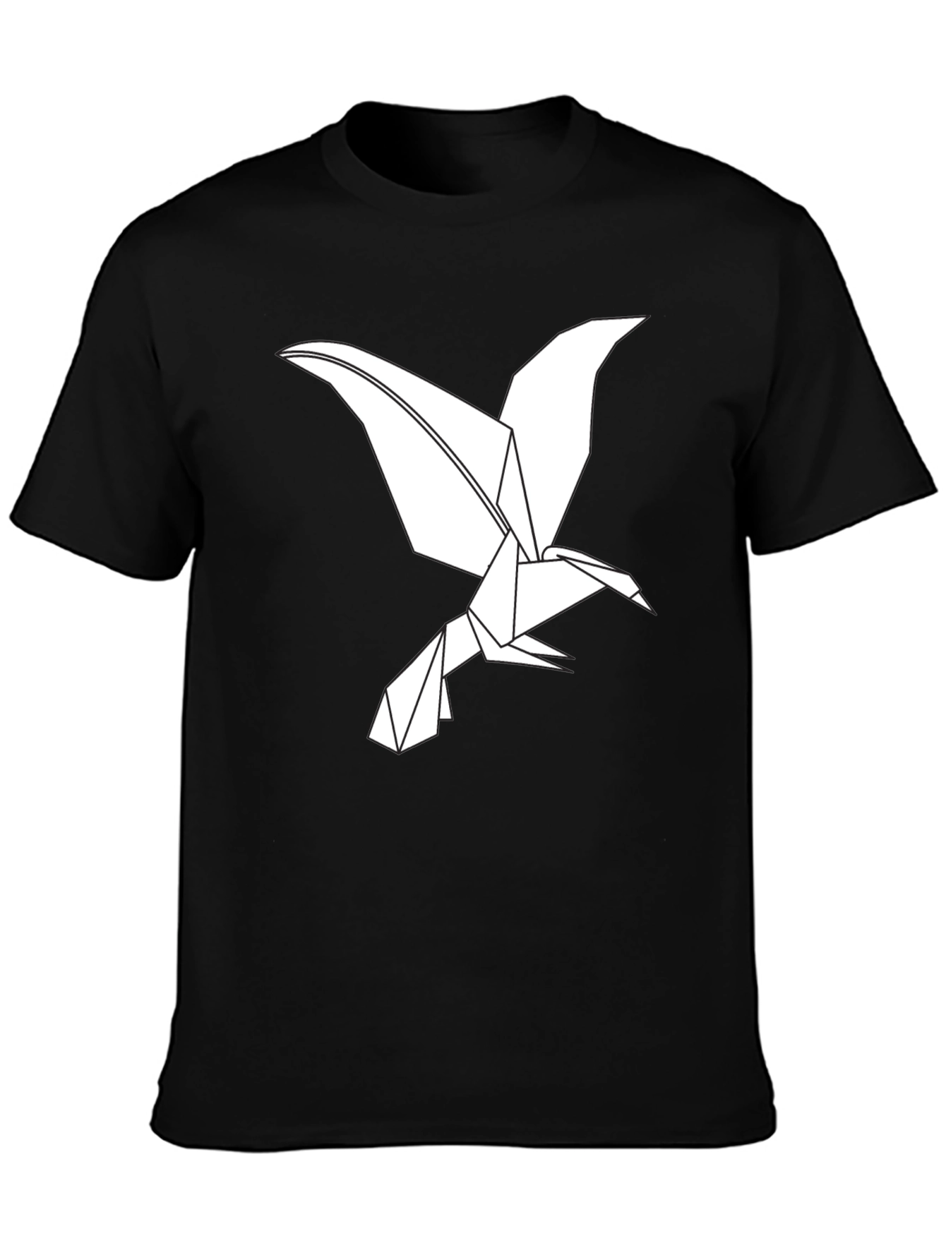 Origami Bird Graphic Tee - Black Cotton T-Shirt