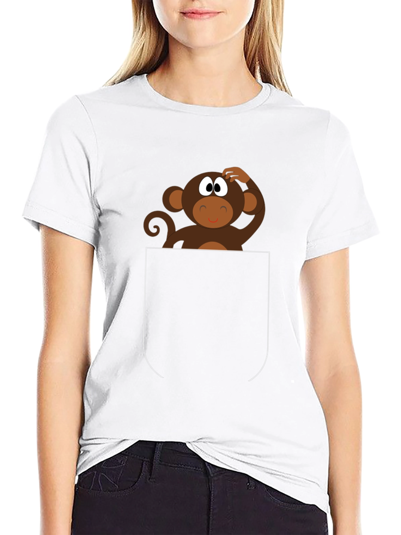 Monkey in Pocket Graphic Tee - Quirky Fun!