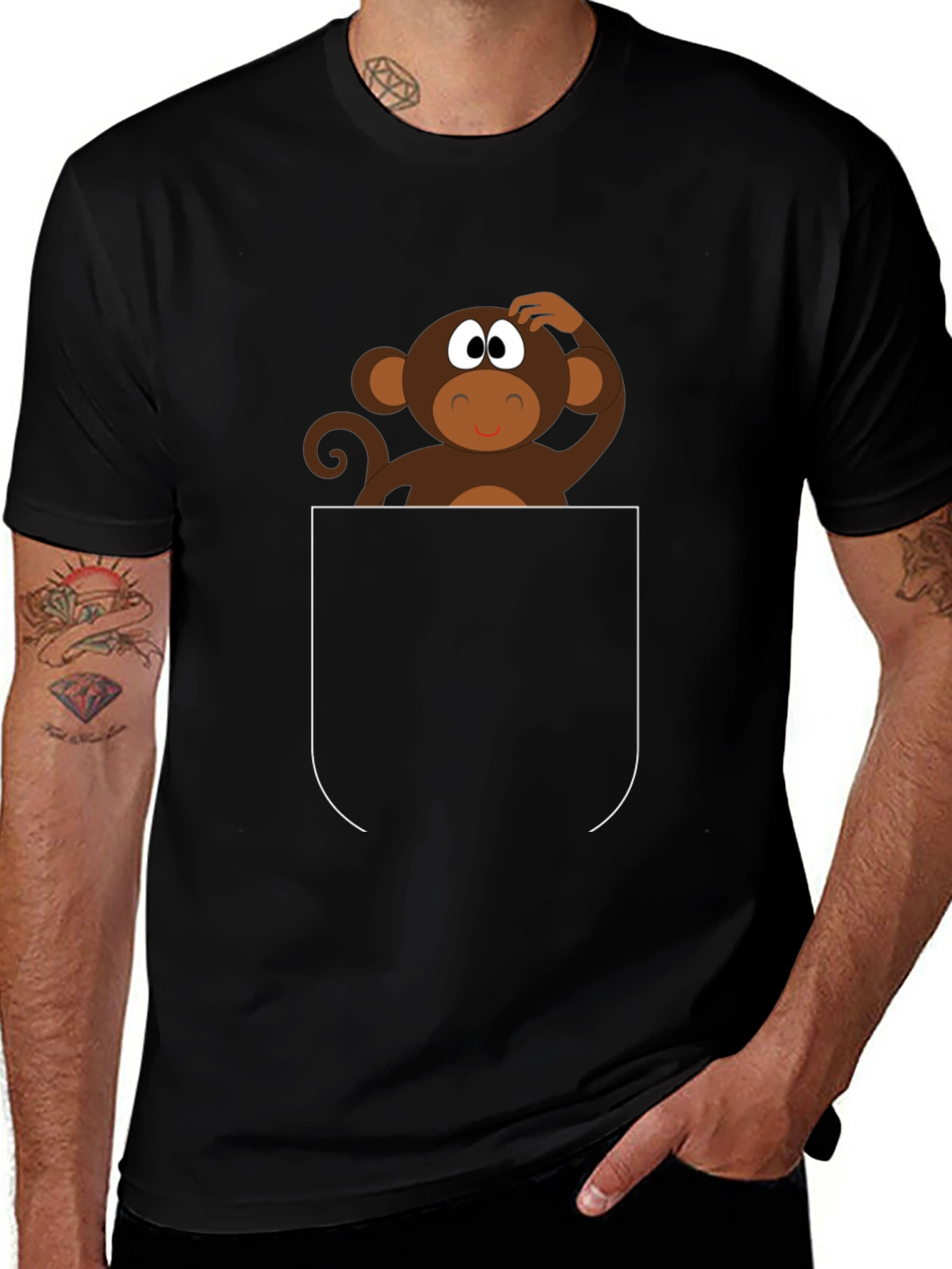 Monkey in Pocket Graphic Tee - Quirky Fun!