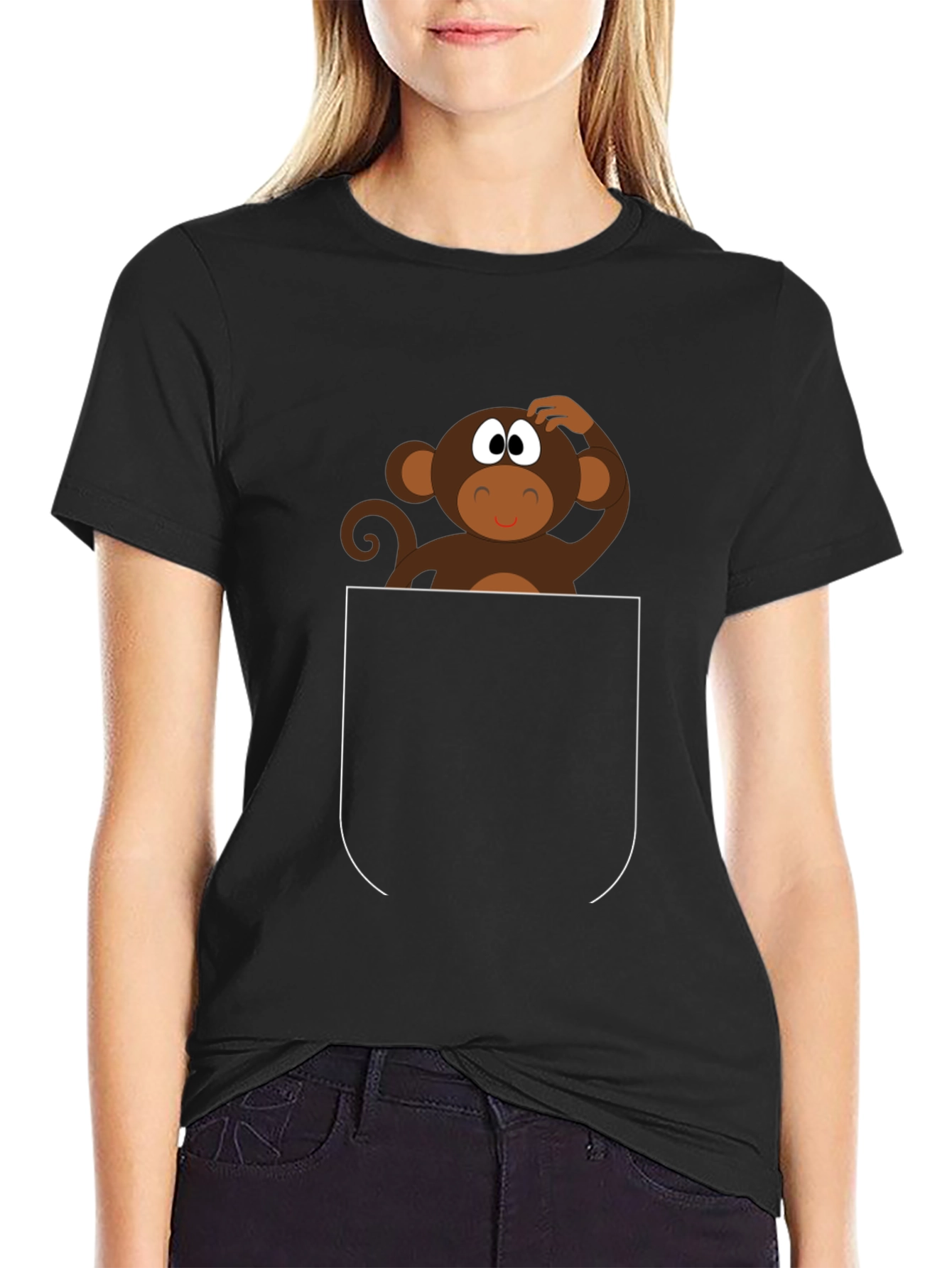 Monkey in Pocket Graphic Tee - Quirky Fun!