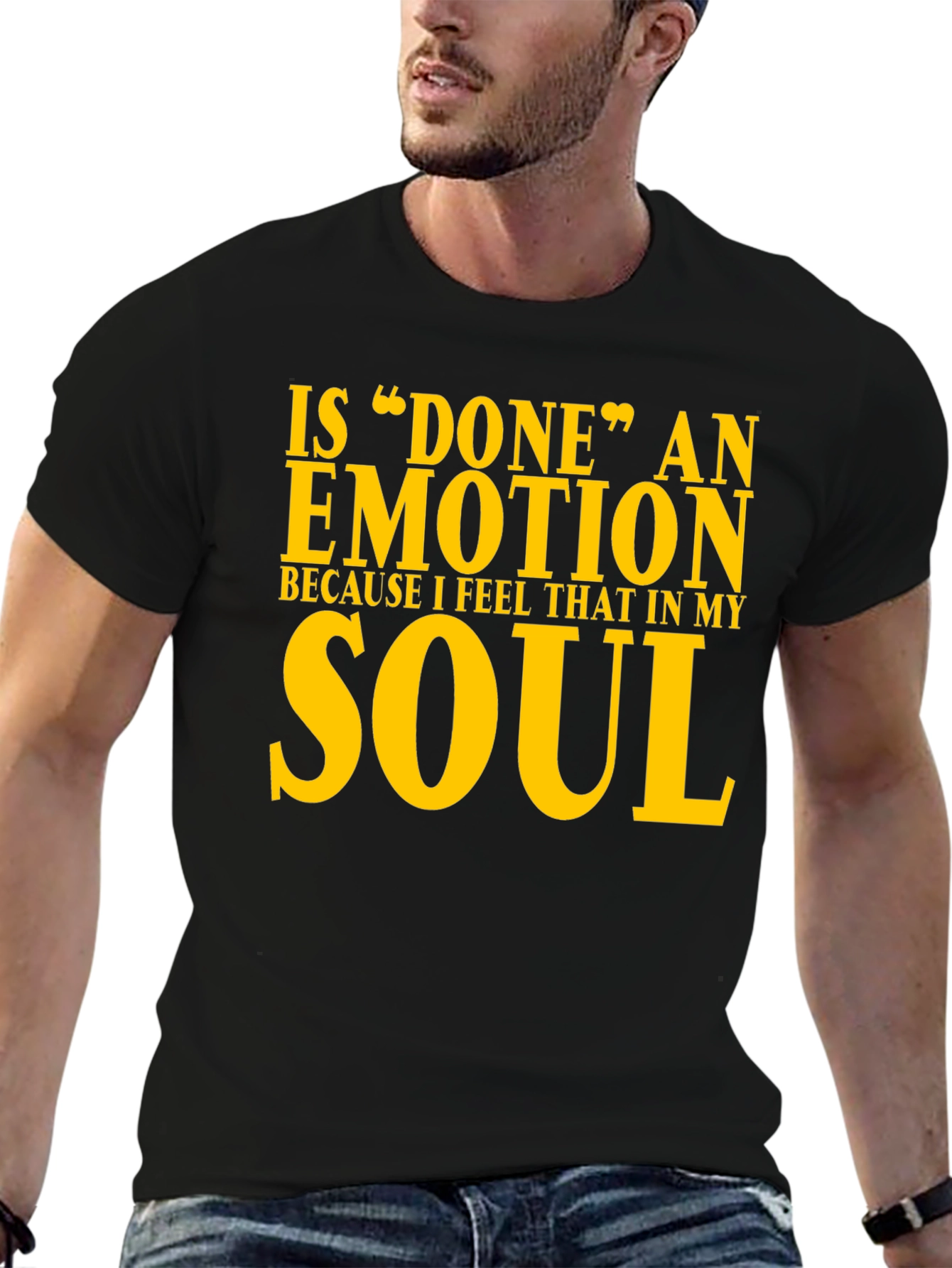 Done Emotion Black Cotton Graphic Tee