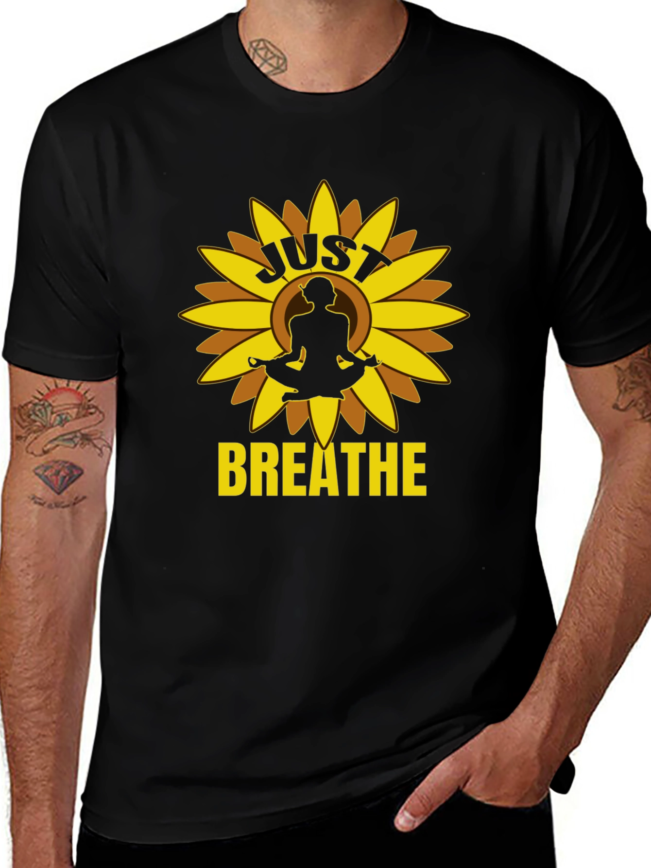 Just Breathe Yoga Sunflower Graphic Tee