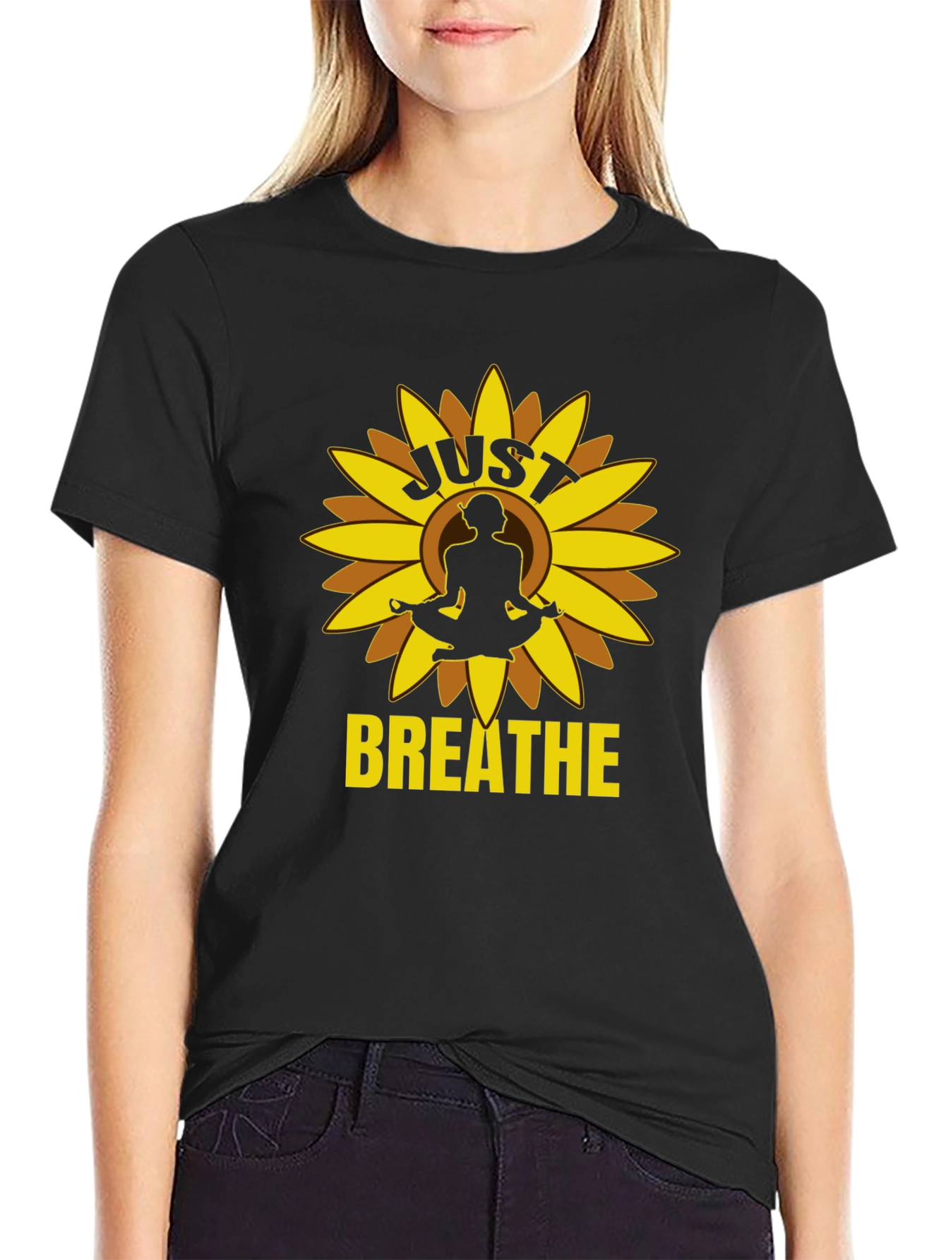 Just Breathe Yoga Sunflower Graphic Tee