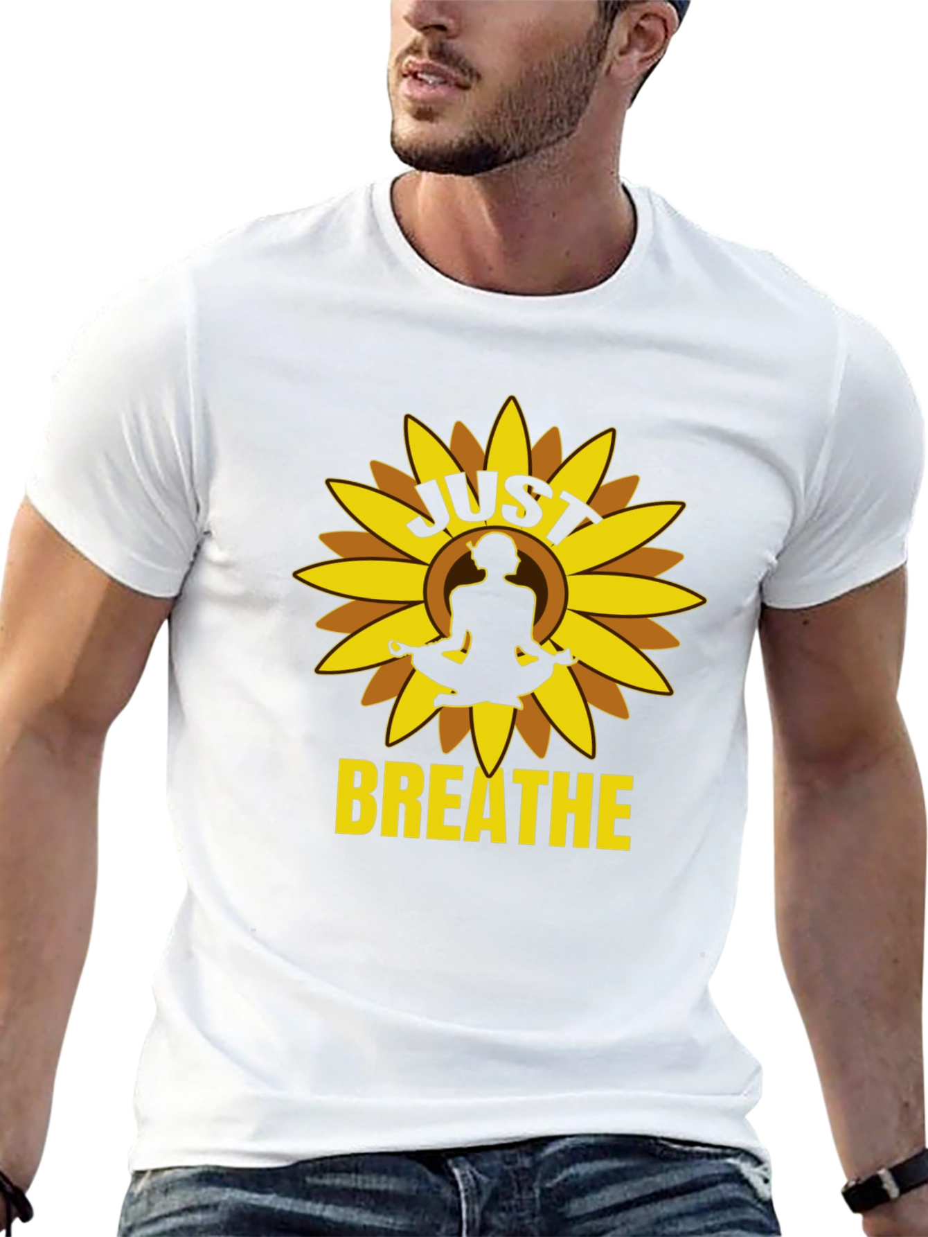 Just Breathe Yoga Sunflower Graphic Tee