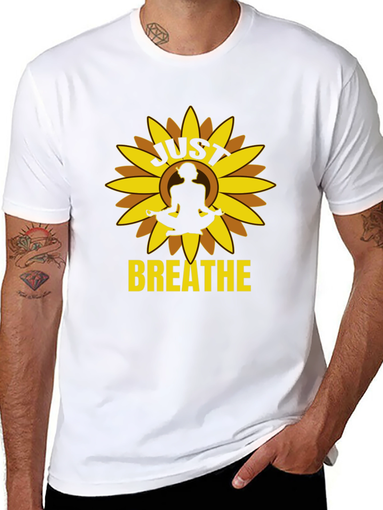 Just Breathe Yoga Sunflower Graphic Tee